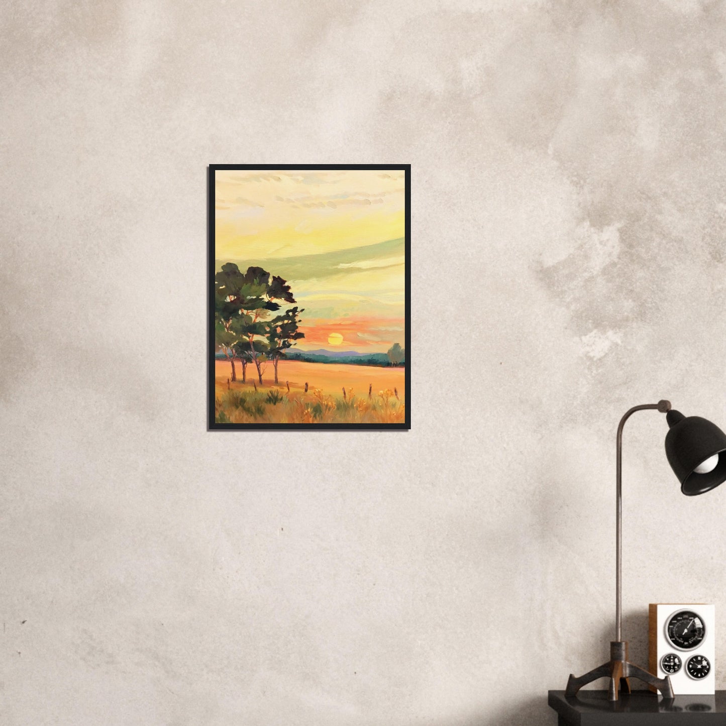 ‘Sunrise’ Landscape | 18x24 Wooden Framed Art Print | Original Artwork by American Artist Barbara Cleary