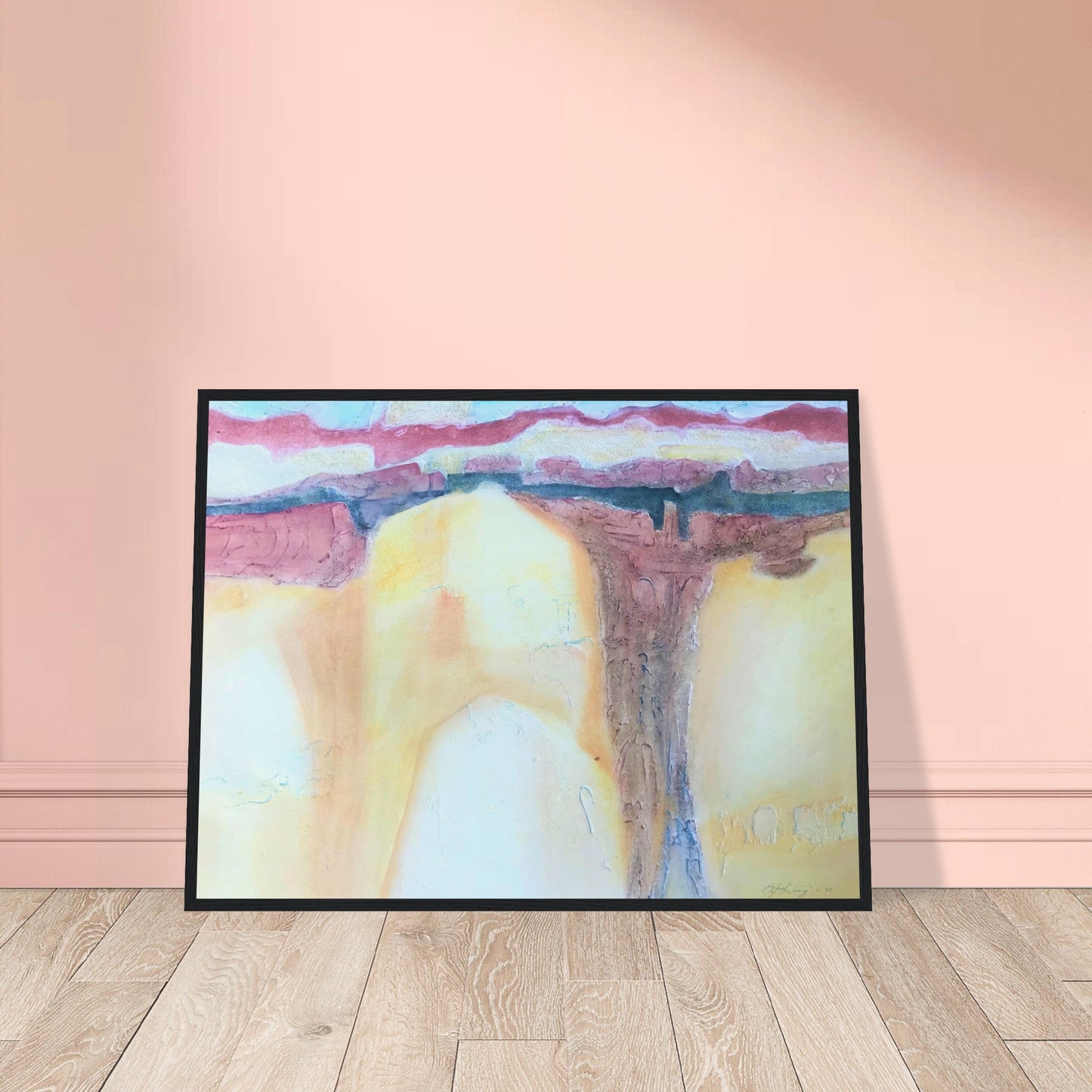 'Southwest Mixed Media' Abstract I 24x32 inch Wooden Framed Art Print I Original Artwork by American Artist Barbara Cleary