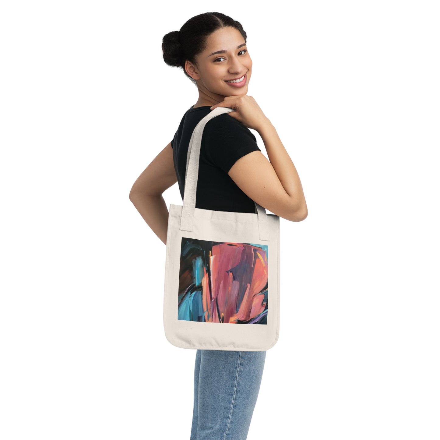 Organic Canvas Tote Bag with 'Colorscape' Abstract I Original Artwork by American Artist Barbara Cleary