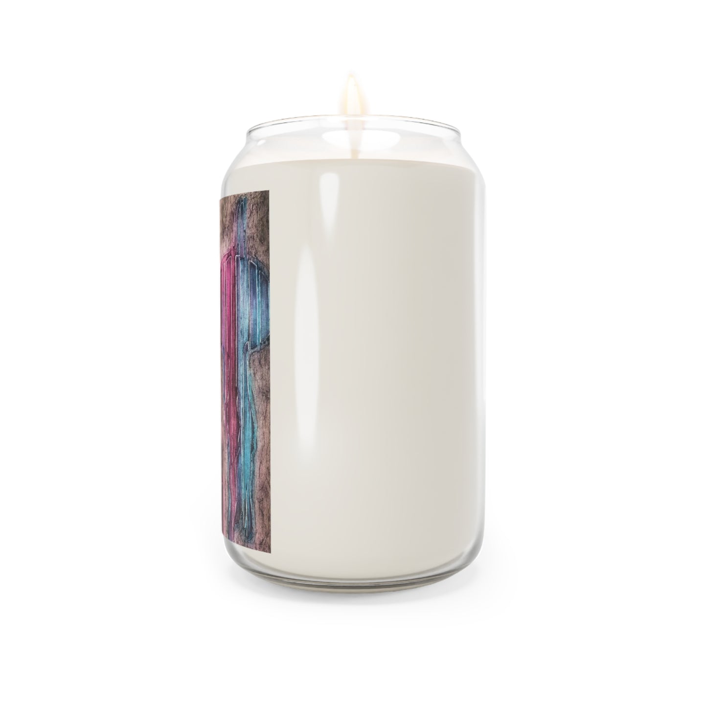 13.75oz Eco-Friendly Scented or Unscented Soy Wax Candle Jar with 'Crow's Blanket' Abstract Artwork by American Artist Barbara Cleary