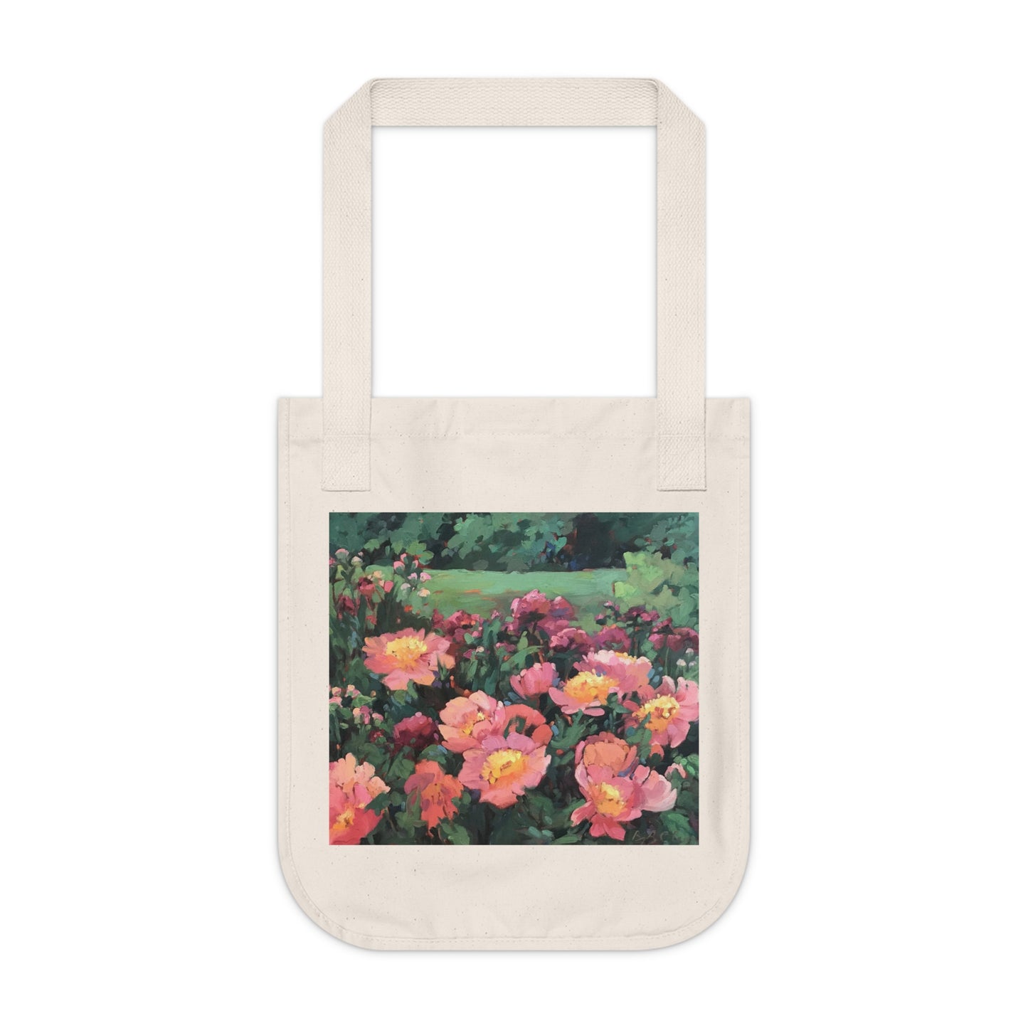 Organic Canvas Tote Bag with 'Pink Princess Floral' I Original Artwork by American Artist Barbara Cleary