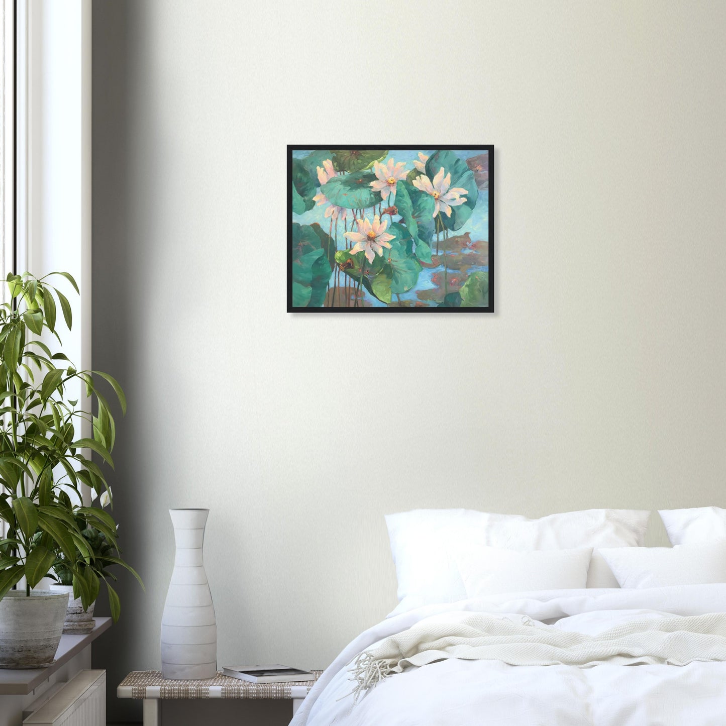 "Lily Pads" Floral Wooden Framed 16x20 Art Print by Barbara Cleary Designs