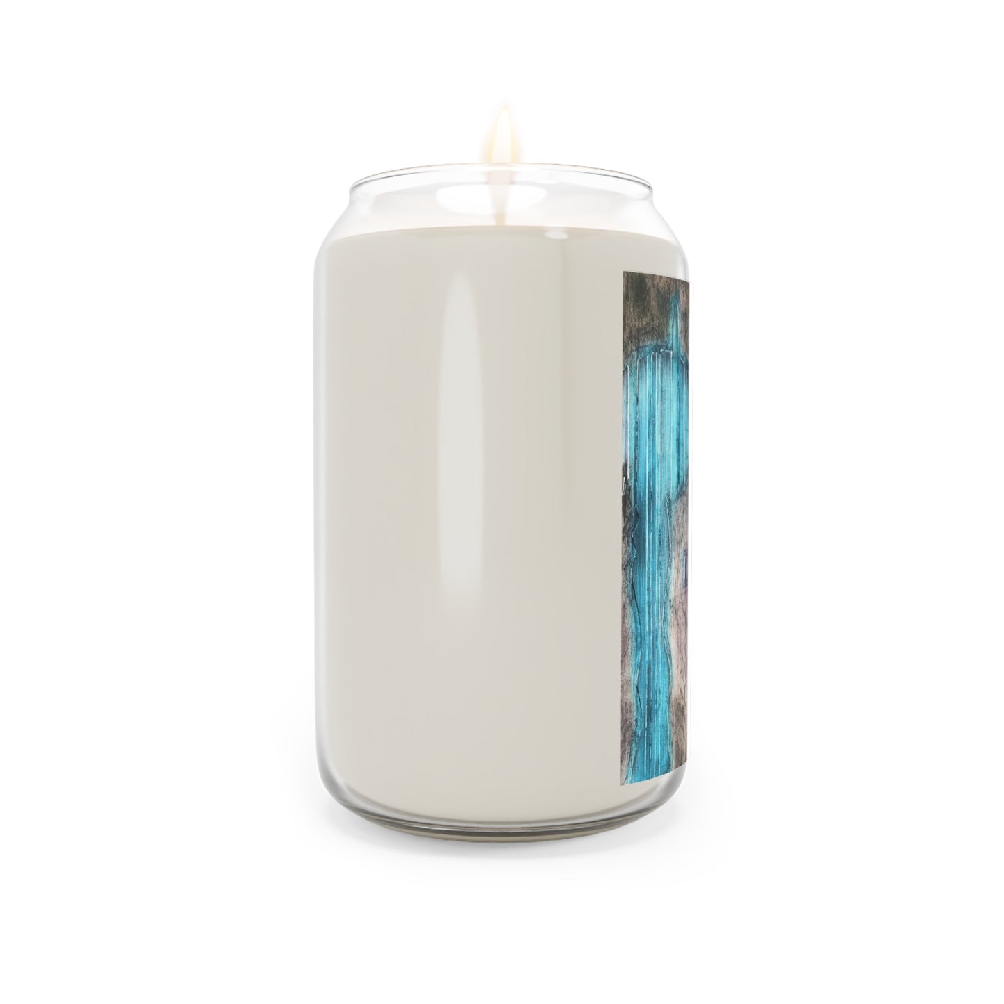 13.75oz Eco-Friendly Scented or Unscented Soy Wax Candle Jar with 'Crow's Blanket' Abstract Artwork by American Artist Barbara Cleary