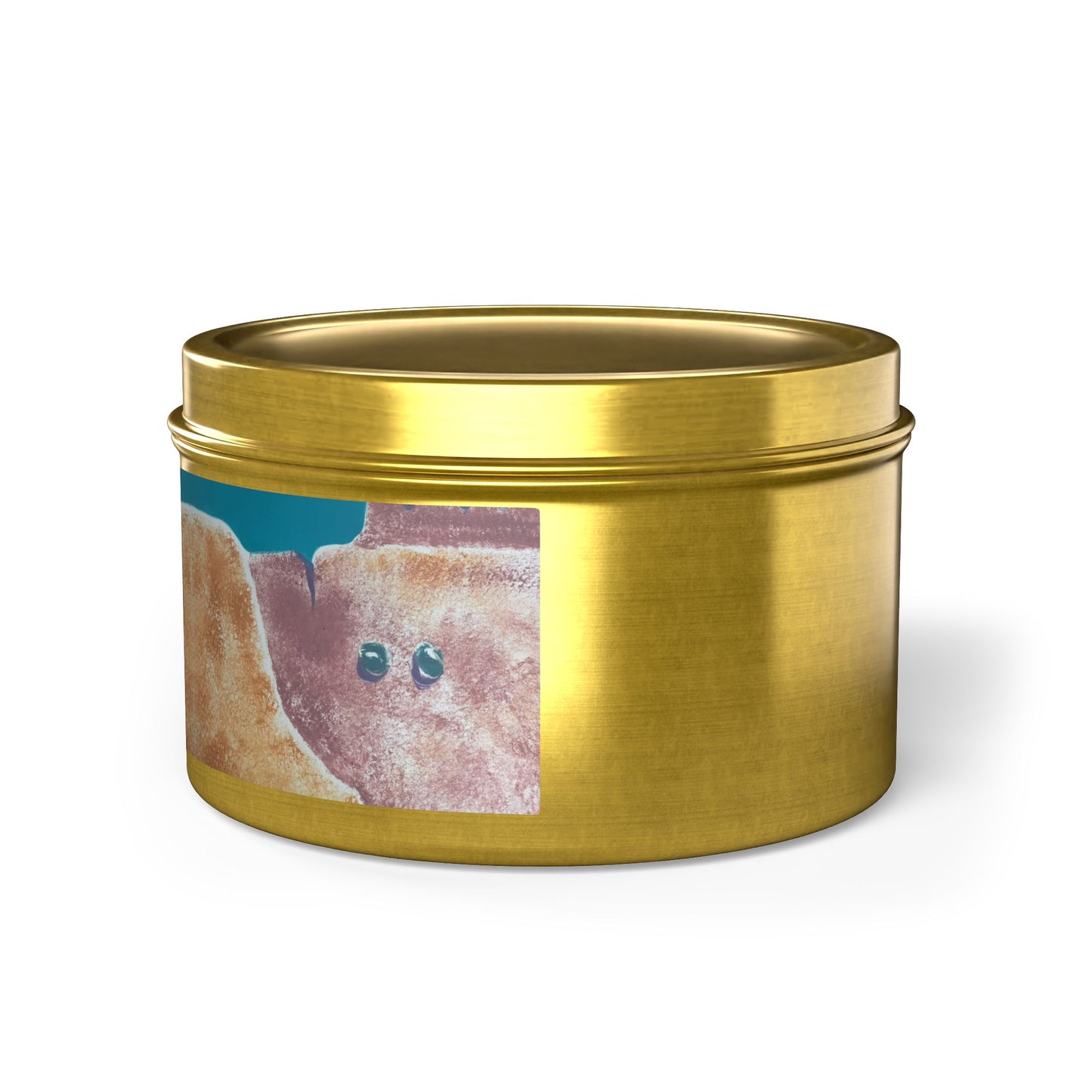 8oz Eco-Friendly Scented or Unscented Soy Wax Tin Candle with 'Pueblo Series 1' Abstract Artwork by American Artist Barbara Cleary
