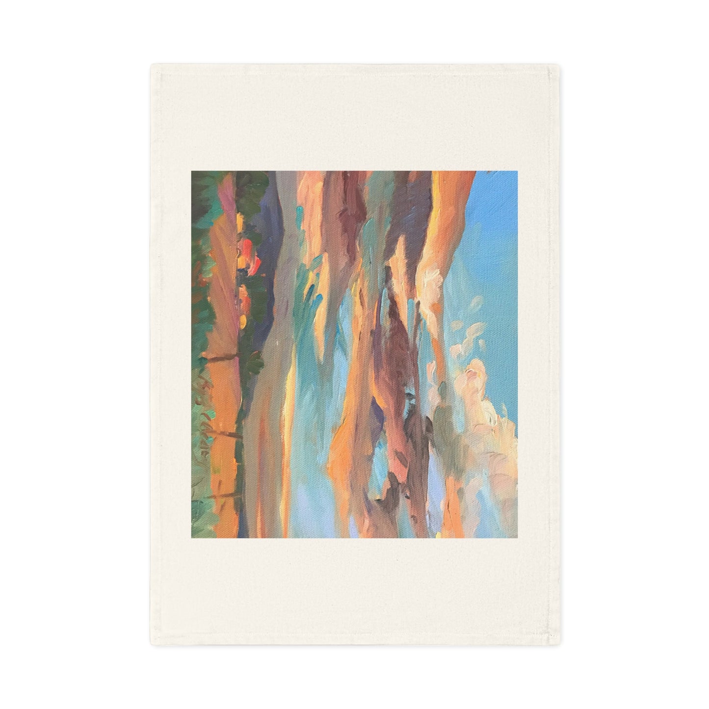 'Fall Sky' Organic Cotton Tea Towel I Original Artwork by American Artist Barbara Cleary (Fall Collection)