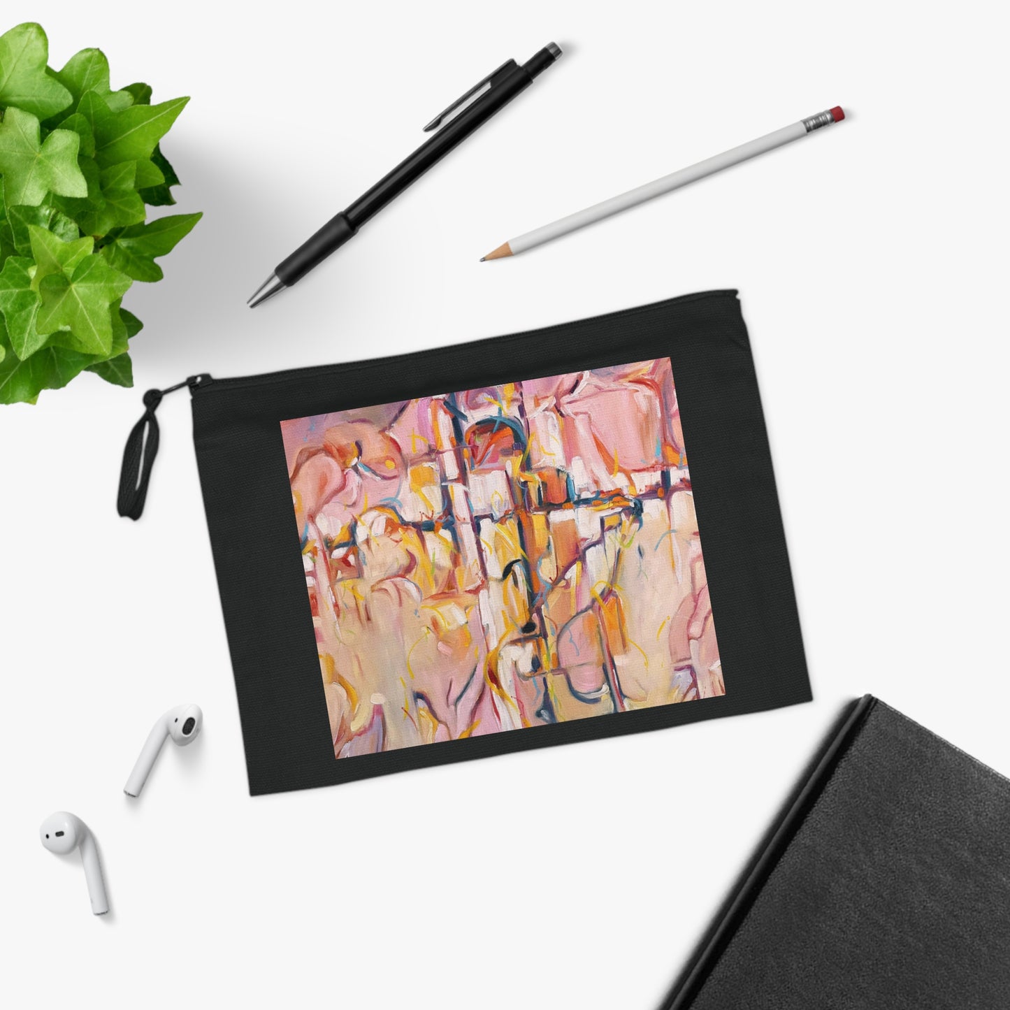 Eco-Friendly Pouch with 'Abstract Pueblo' Abstract I Original Artwork by American Artist Barbara Cleary