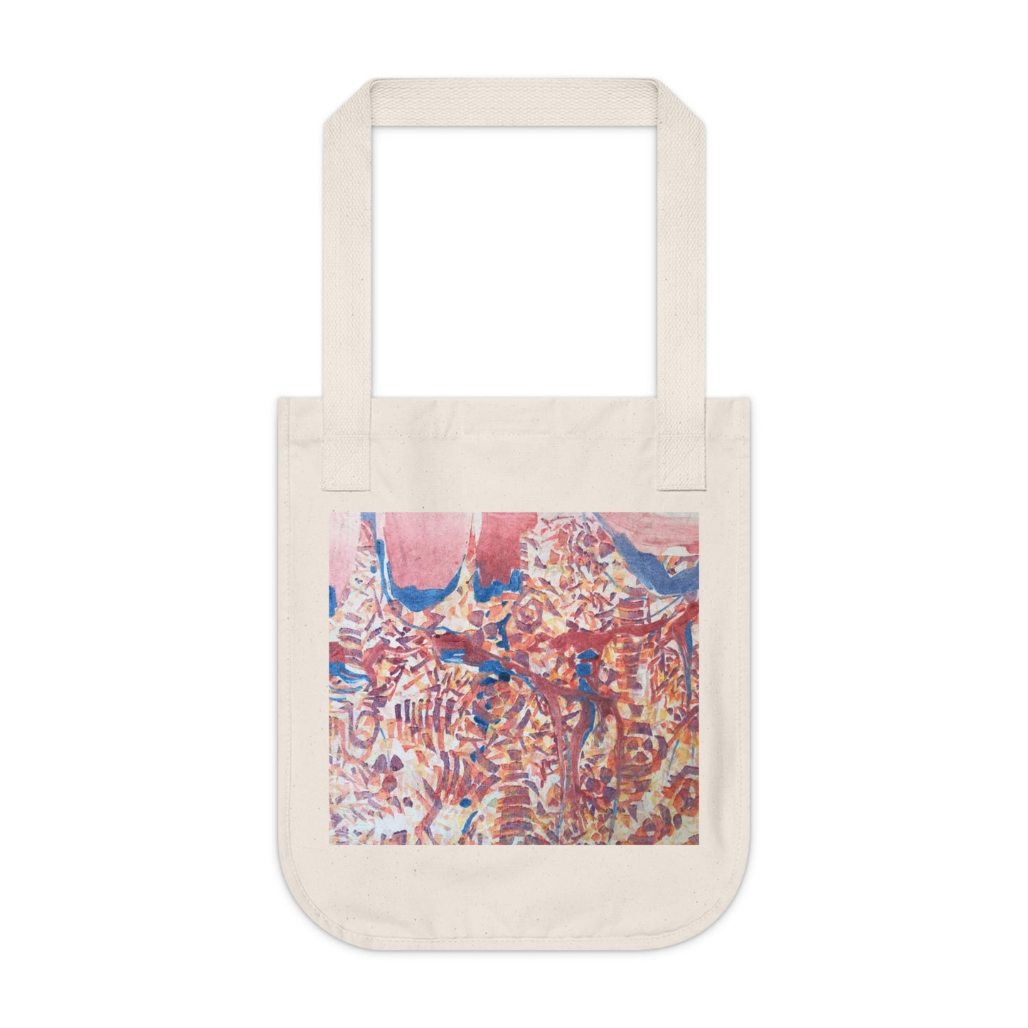 Organic Canvas Tote Bag with 'Abstract Fusion' Abstract I Original Artwork by American Artist Barbara Cleary