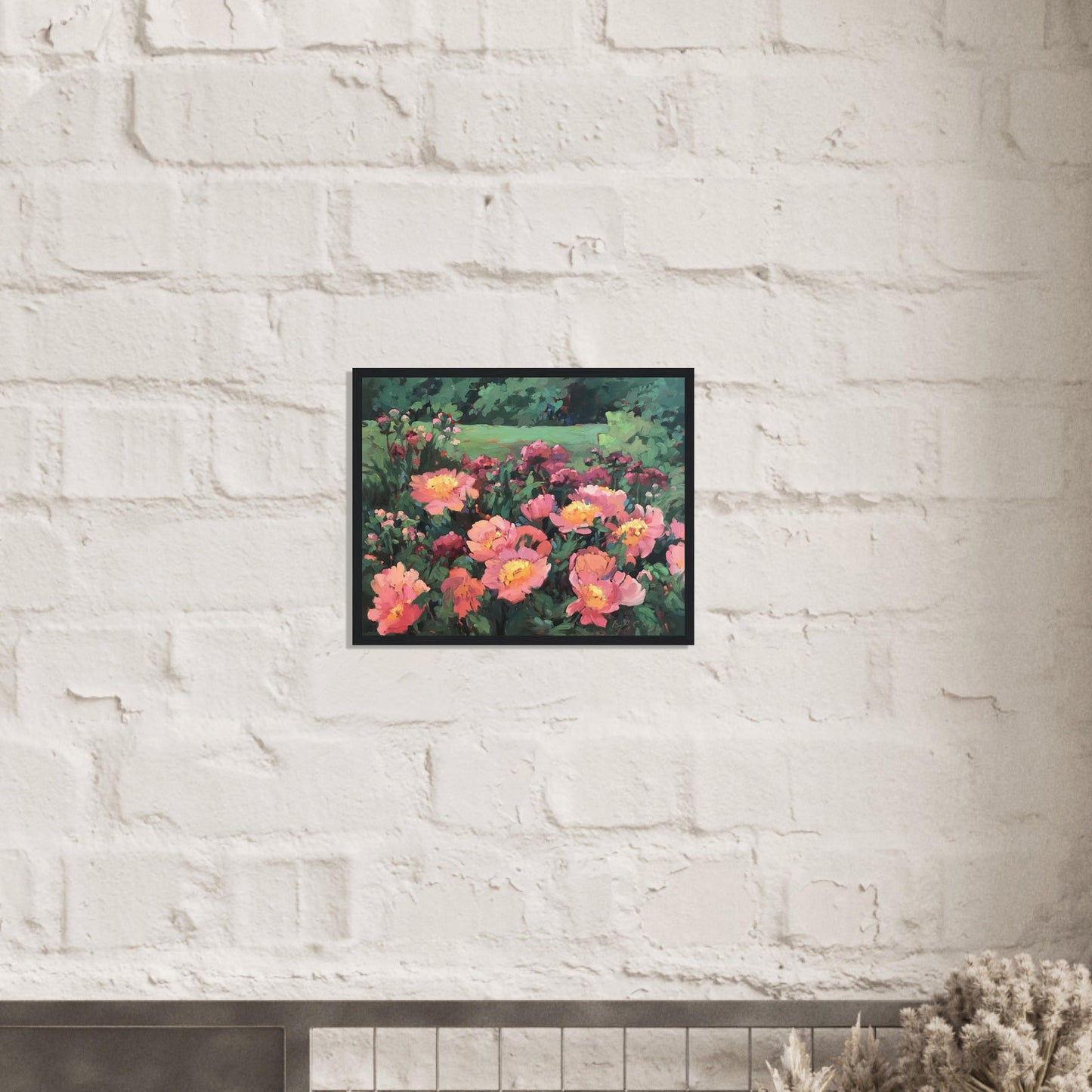 'Pink Princess' Floral | 16x20 inch Wooden Framed Art Print | Original Artwork by American Artist Barbara Cleary