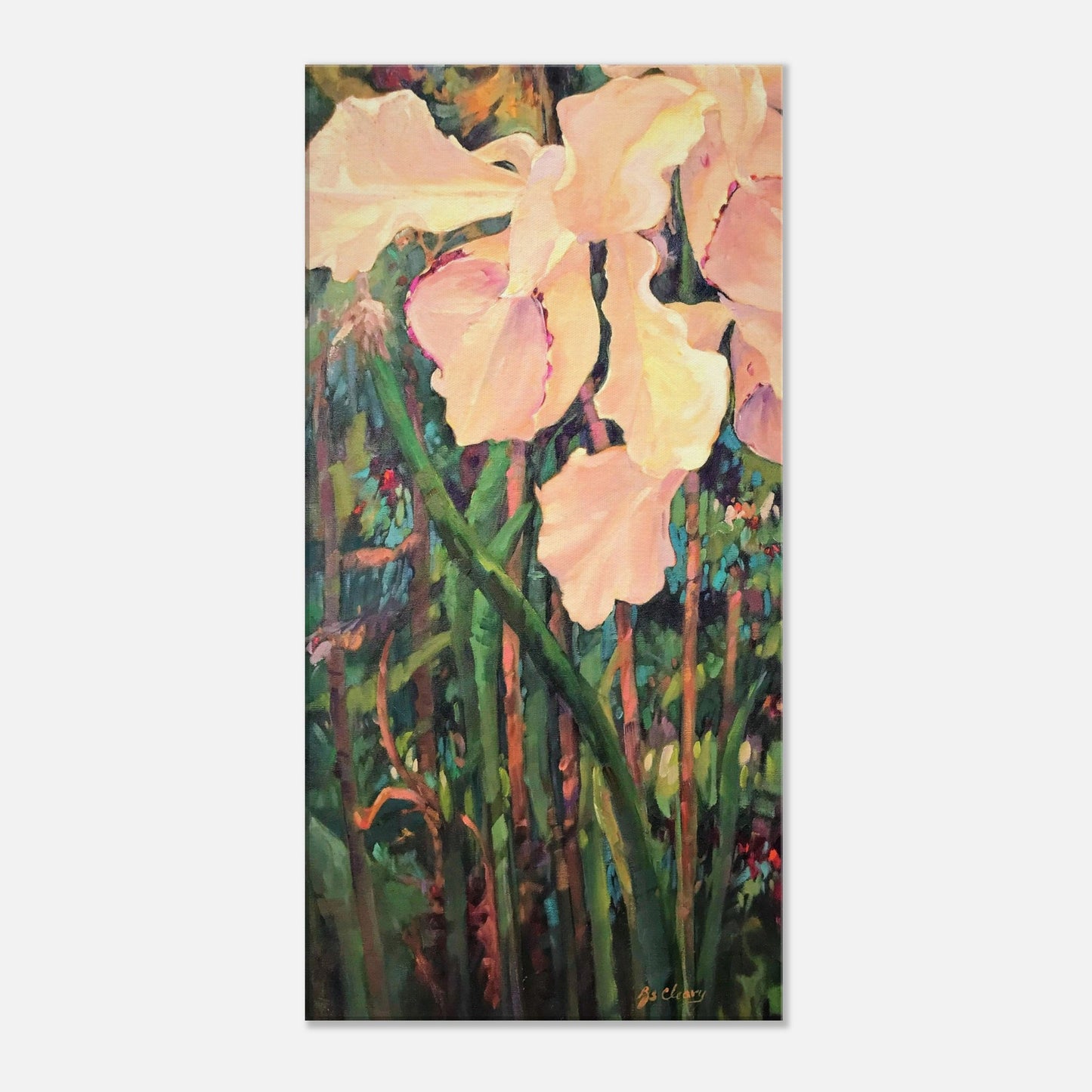 'Pink Orchid' Floral I 16x32 inch Art Print on Canvas I Original Artwork by American Artist Barbara Cleary