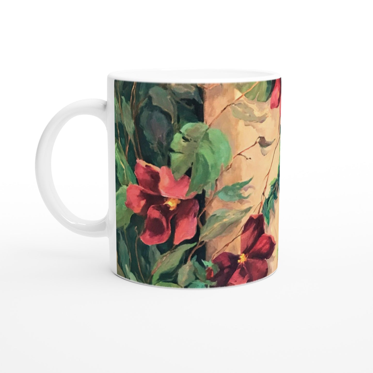 "Climatis" White 11oz Ceramic Mug by Barbara Cleary Designs