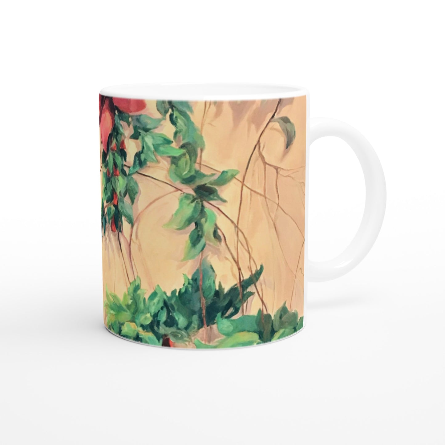 "Climatis" White 11oz Ceramic Mug by Barbara Cleary Designs