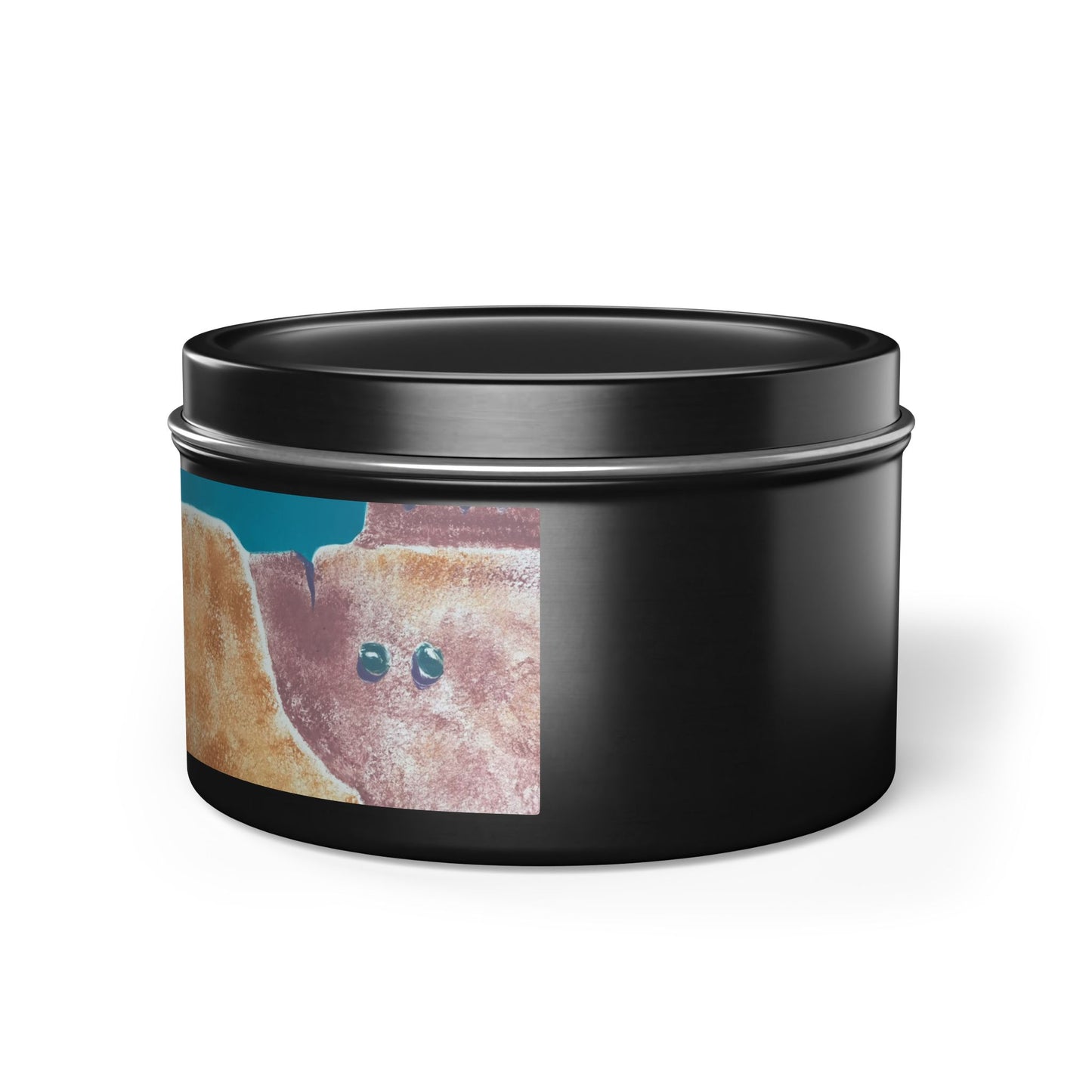 8oz Eco-Friendly Scented or Unscented Soy Wax Tin Candle with 'Pueblo Series 1' Abstract Artwork by American Artist Barbara Cleary