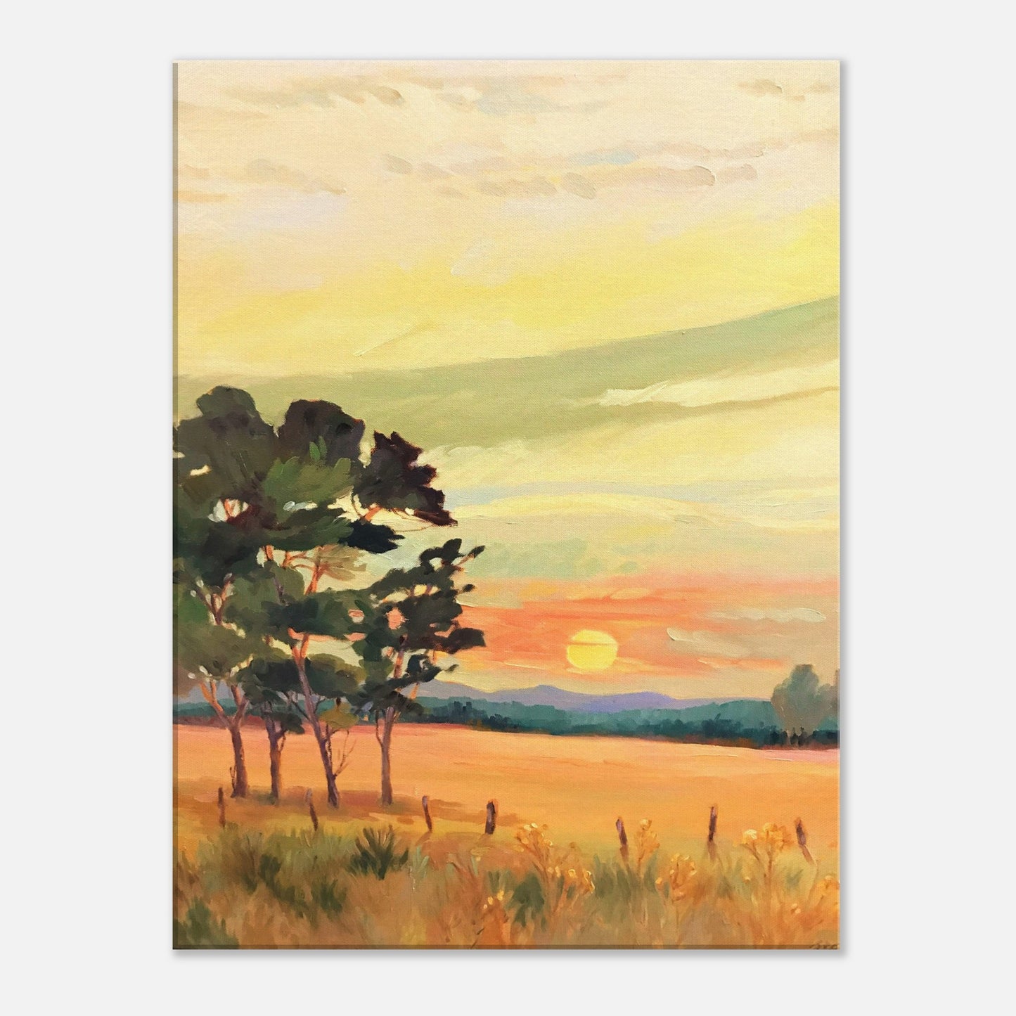 'Sunrise' Landscape I 18x24 inch Art Print on Canvas I Original Artwork by American Artist Barbara Cleary I F62