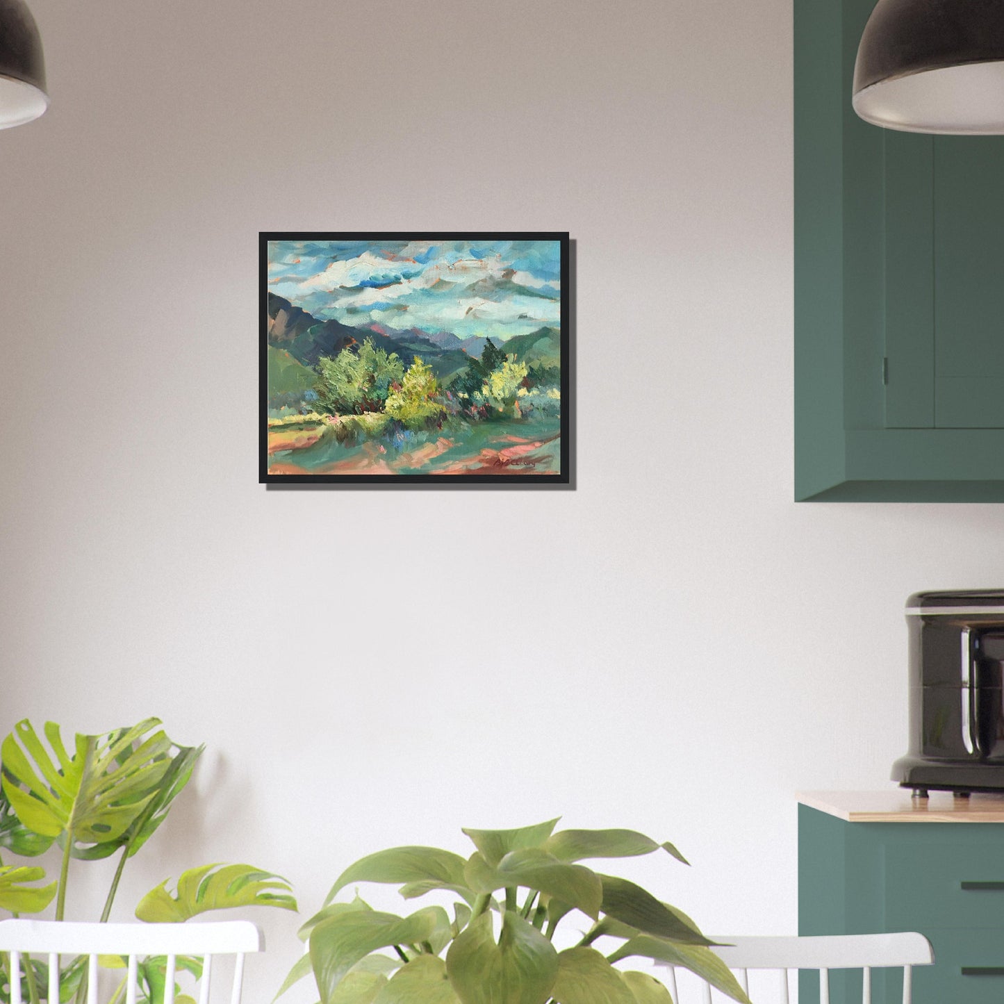 ‘Pueblo Lands Plein Air’ Southwestern Landscape | 16x20 Wooden Framed Art Print | Original Artwork by American Artist Barbara Cleary