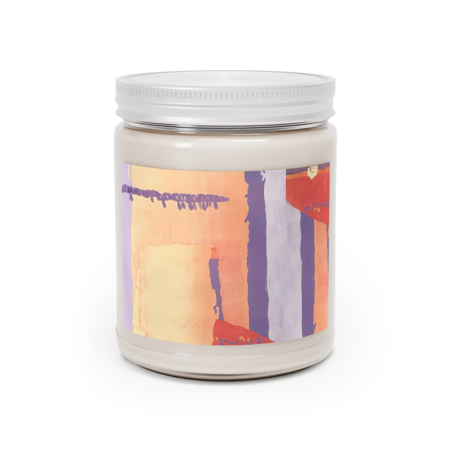 9oz Eco-Friendly Scented or Unscented Soy Wax Candle Jar with 'Spirit of the Southwest' Abstract Artwork by American Artist Barbara Cleary