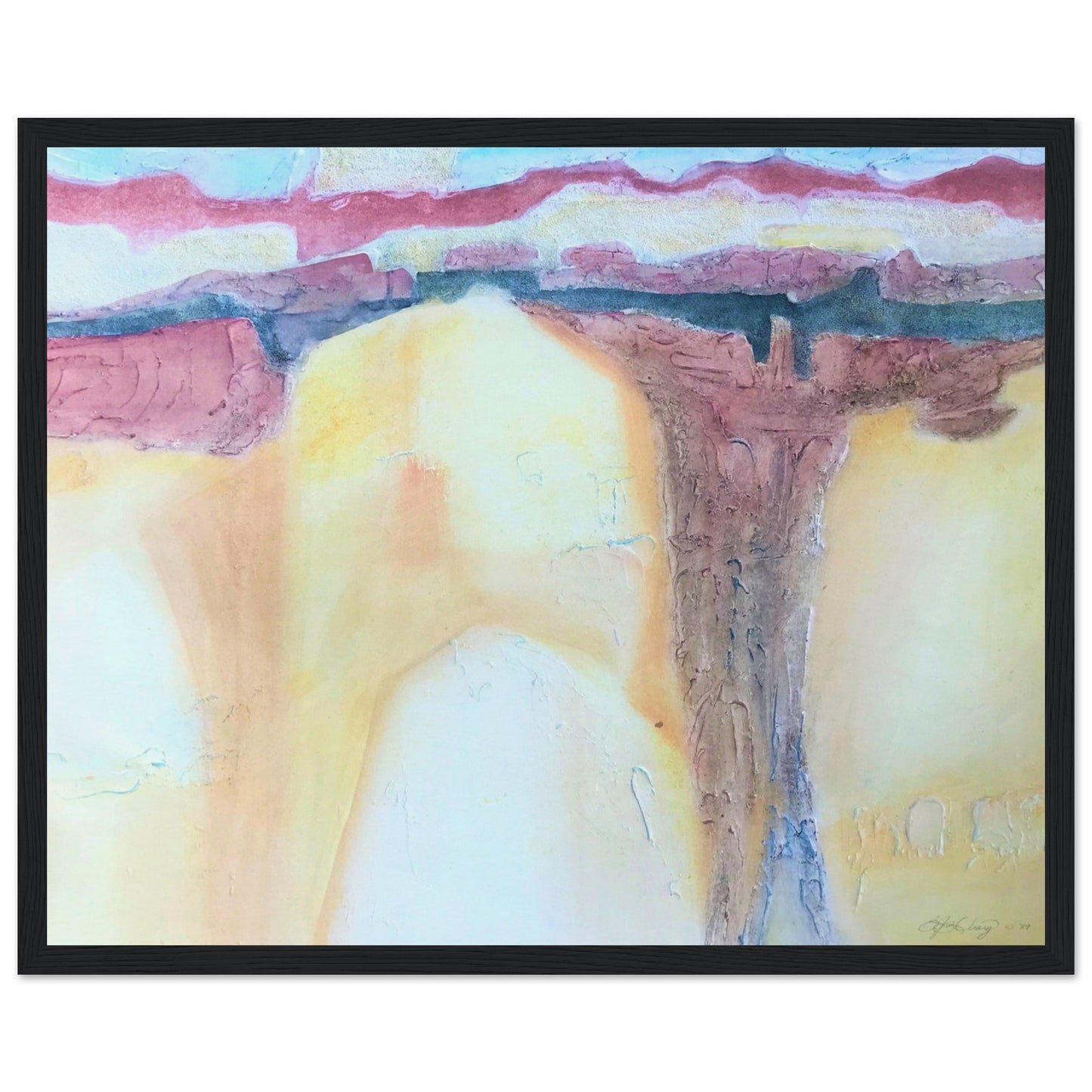 'Southwest Mixed Media' Abstract I 16x20 inch Wooden Framed Art Print I Original Artwork by American Artist Barbara Cleary