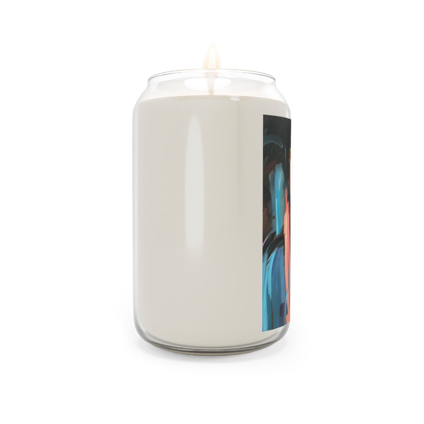 13.75oz Eco-Friendly Scented or Unscented Soy Wax Candle Jar with 'Colorscape' Abstract Artwork by American Artist Barbara Cleary