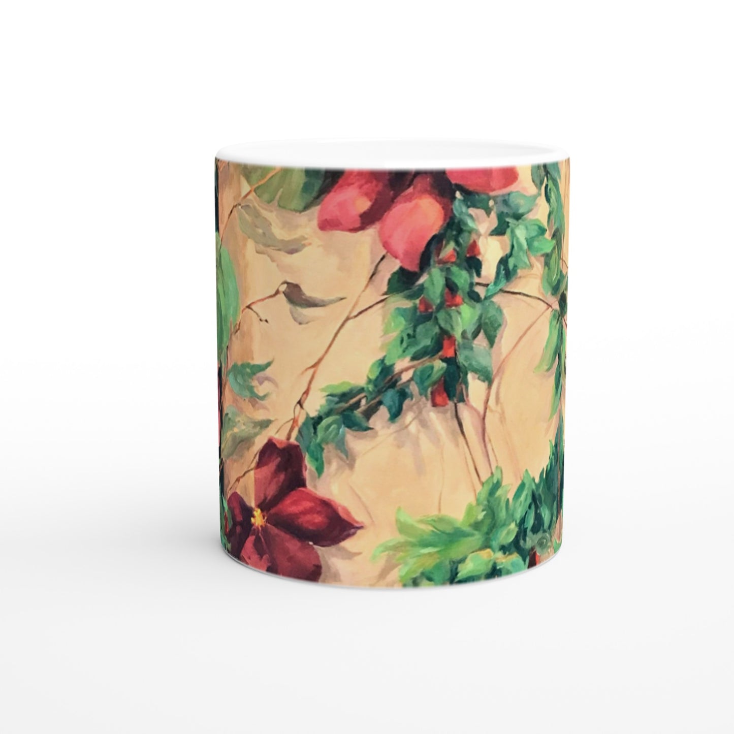 "Climatis" White 11oz Ceramic Mug by Barbara Cleary Designs