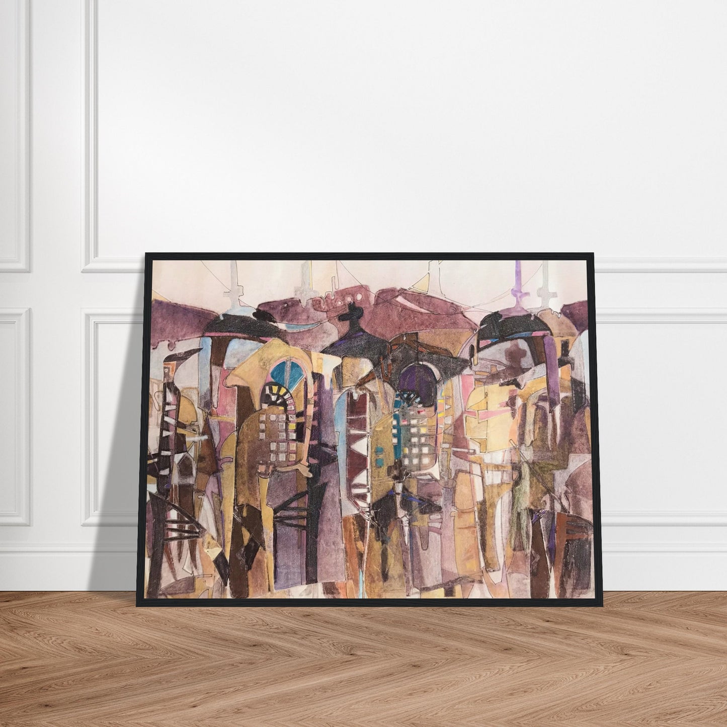 'San Francisco De Asis' Abstract I 24x32 inch Wooden Framed Art Print I Original Artwork by American Artist Barbara Cleary