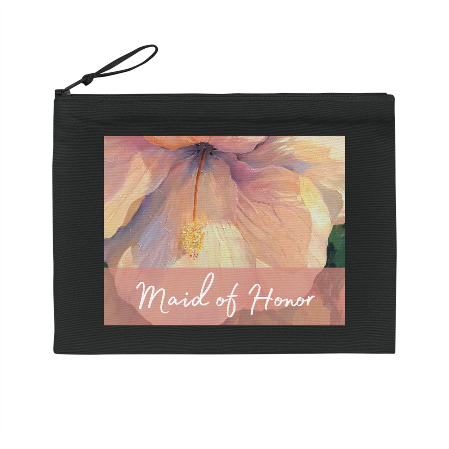 'Maid of Honor' Eco-Friendly Pouch I Bridal Collection I with 'Hibiscus' Original Artwork by American Artist Barbara Cleary
