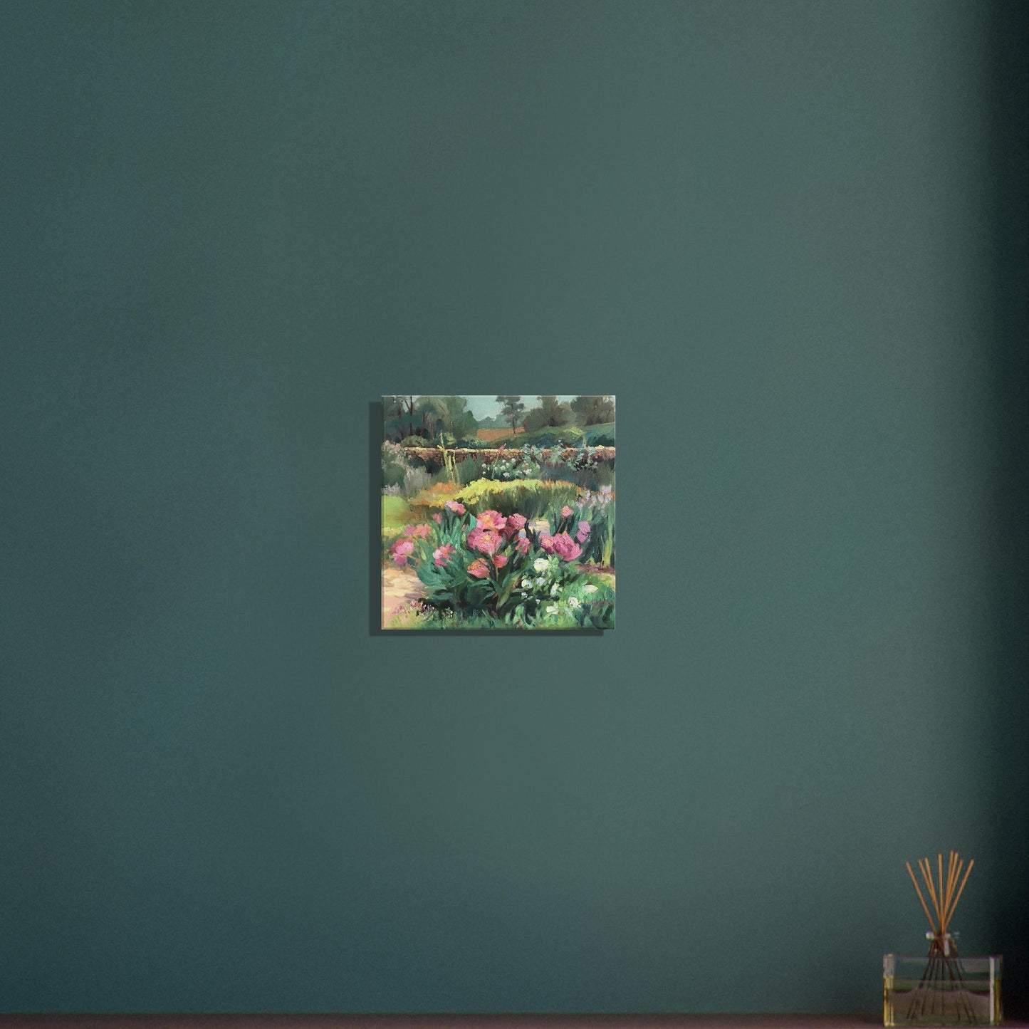 'Garden Peonies' Floral I 16x16 inch Art Print on Canvas I Original Artwork by American Artist Barbara Cleary