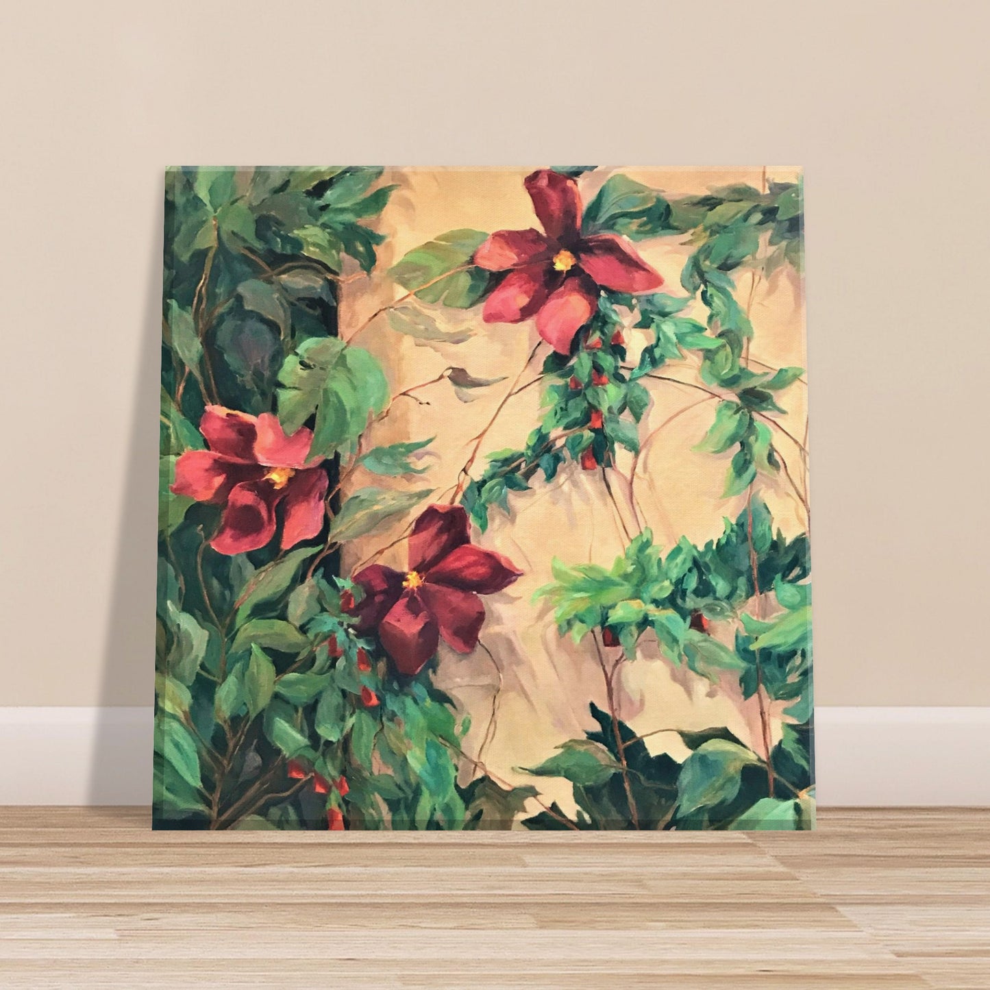 "Climatis" 8x8 inch Print on Canvas by Barbara Cleary Designs