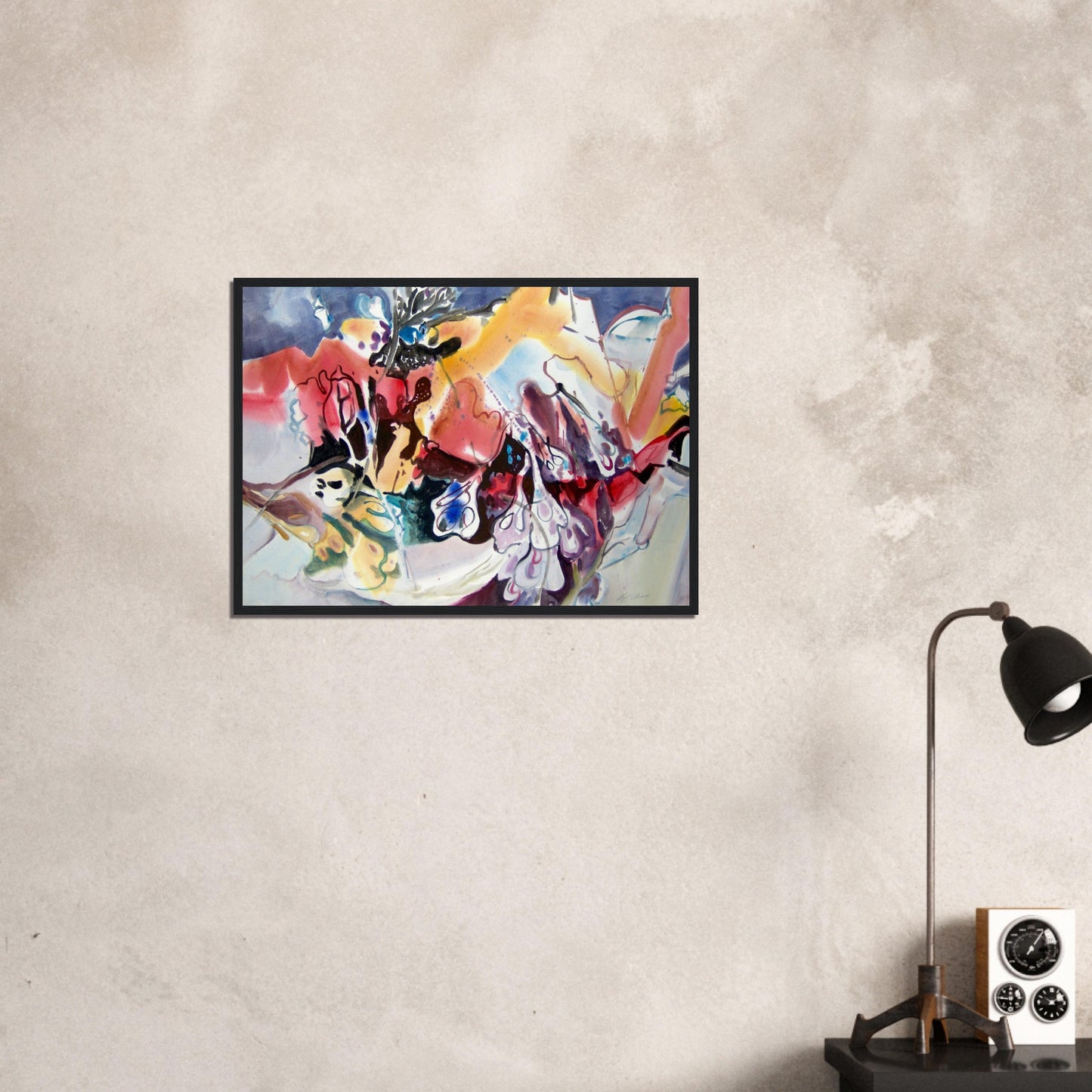 'Floral Fantasy' Abstract I 20x28 inch Wooden Framed Art Print I Original Artwork by American Artist Barbara Cleary