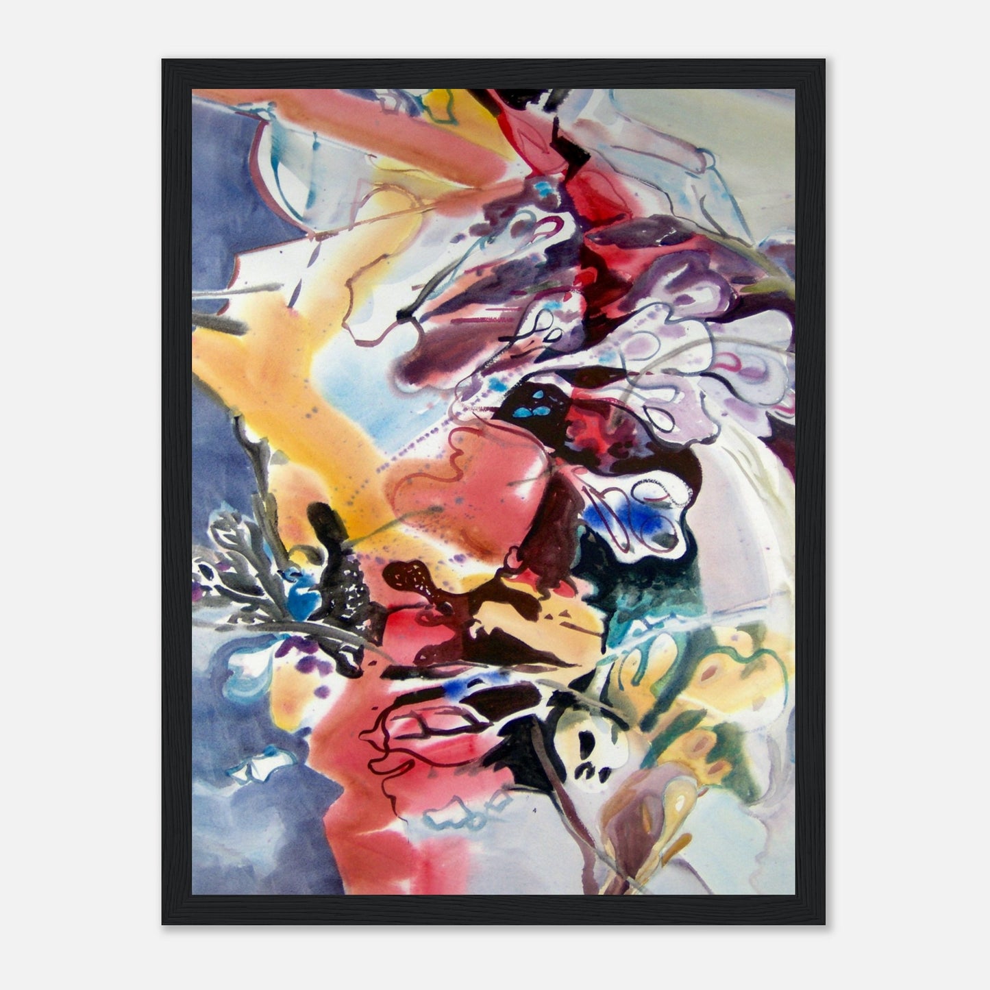 ‘Floral Fantasy' Abstract I 12x16 inch Wooden Framed Art Print I Original Artwork by American Artist Barbara Cleary