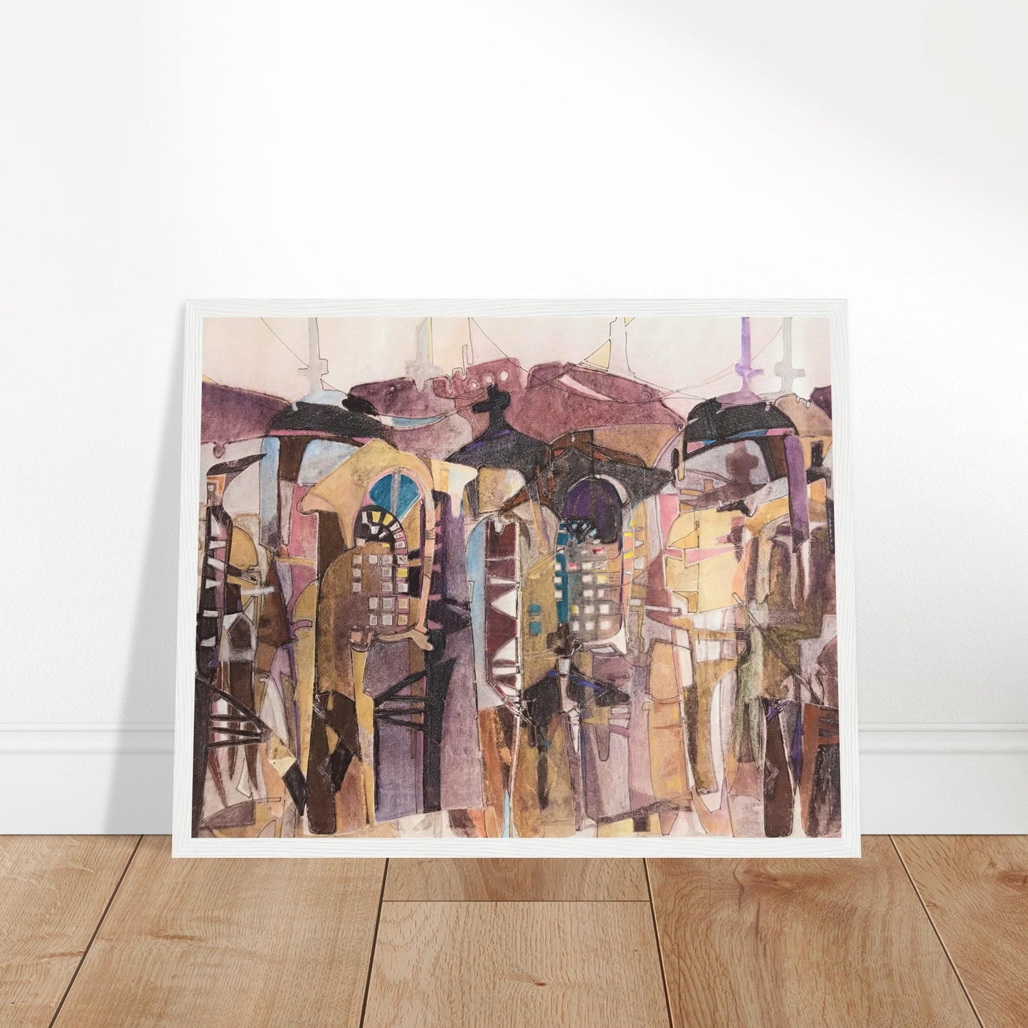 'San Francisco De Asis' Abstract I 16x20 inch Wooden Framed Art Print I Original Artwork by American Artist Barbara Cleary