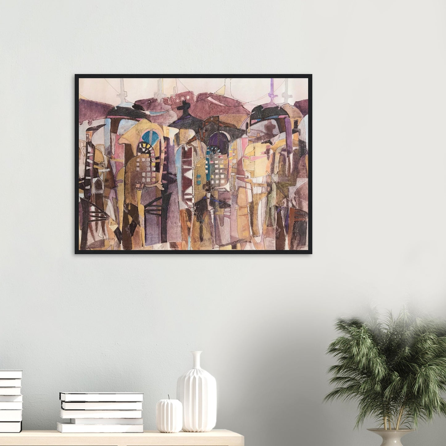 'San Francisco De Asis' Abstract I 24x32 inch Wooden Framed Art Print I Original Artwork by American Artist Barbara Cleary