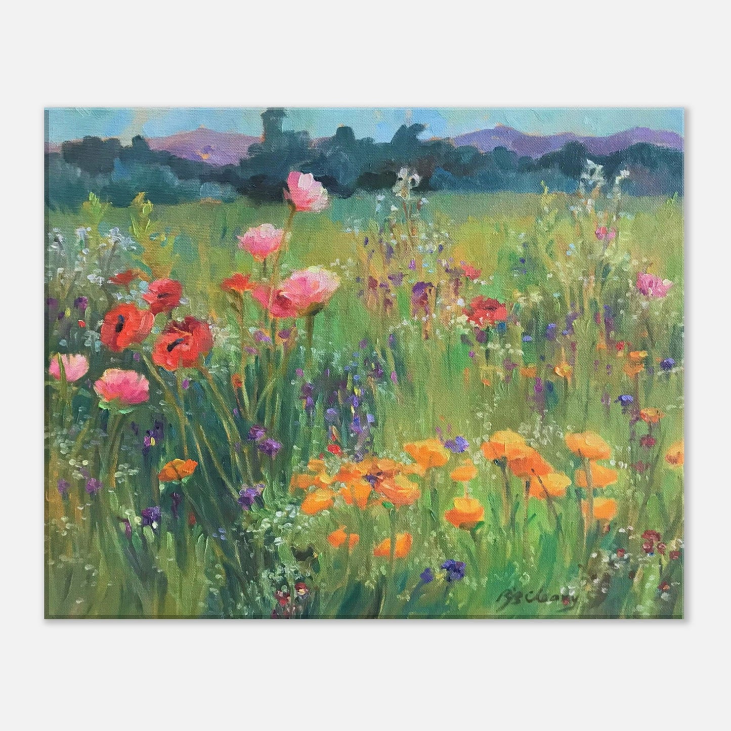 'Field of Poppies' Floral I 16x20 inch Art Print on Canvas I Original Artwork by American Artist Barbara Cleary