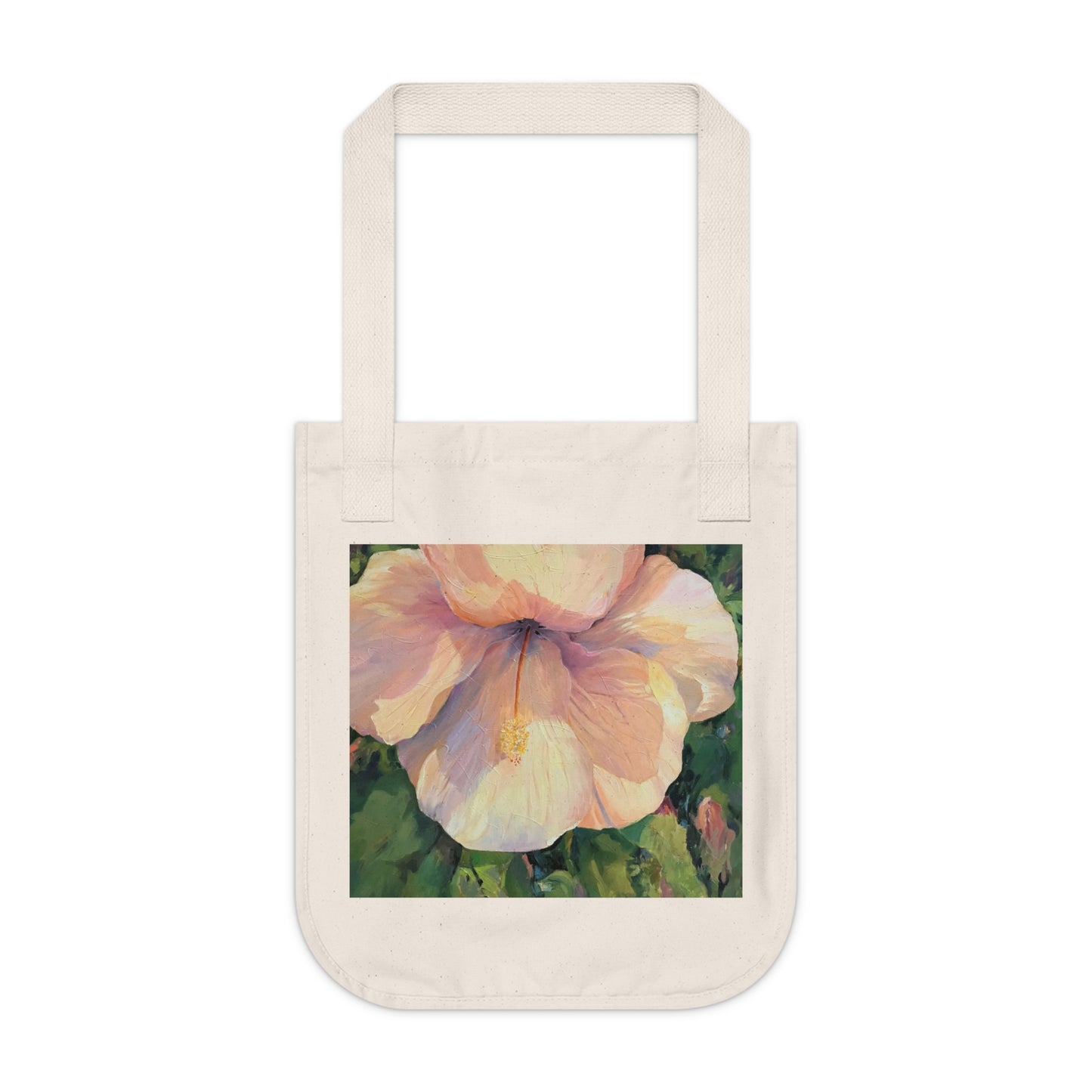 Organic Canvas Tote Bag with 'Hibiscus' I Original Artwork by American Artist Barbara Cleary