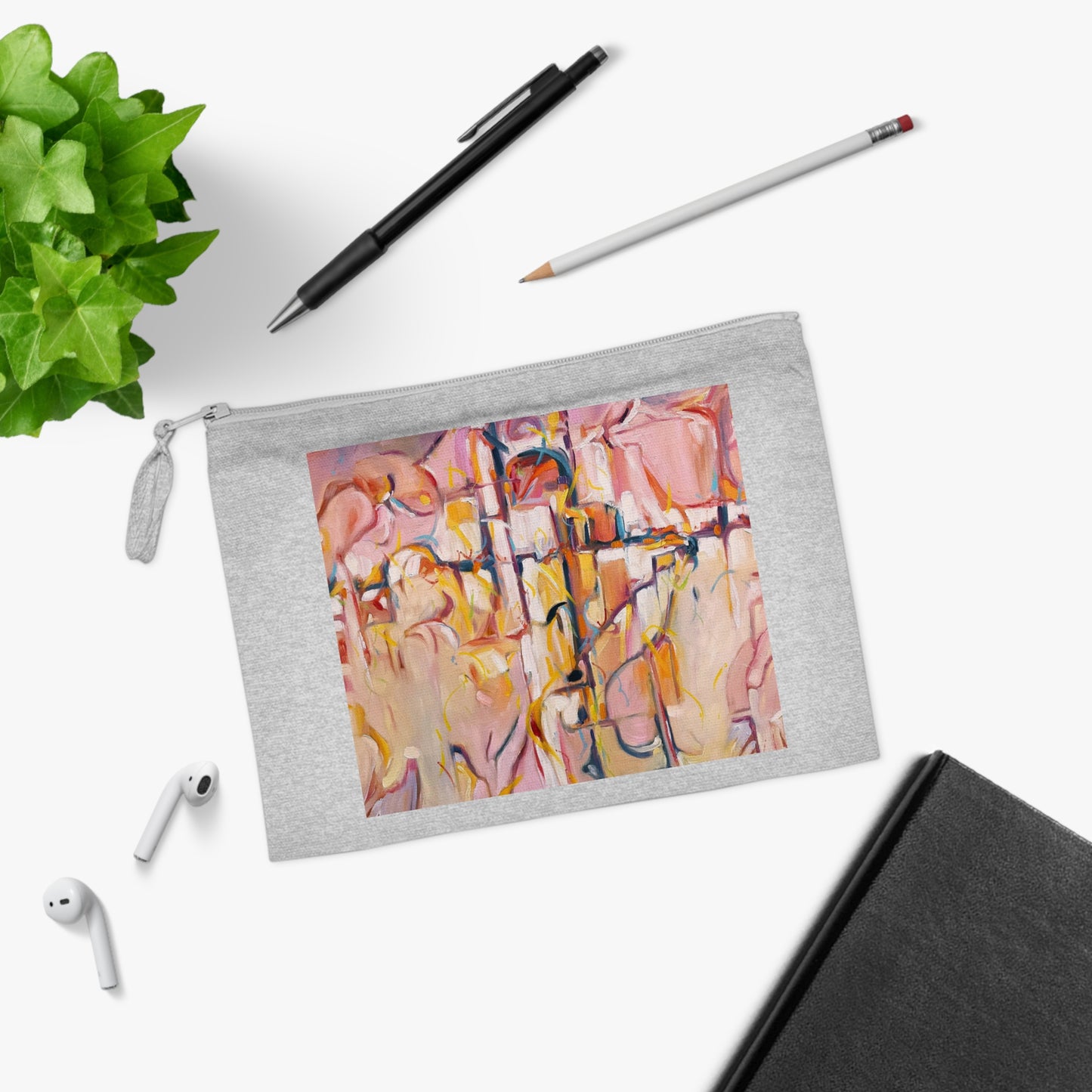Eco-Friendly Pouch with 'Abstract Pueblo' Abstract I Original Artwork by American Artist Barbara Cleary