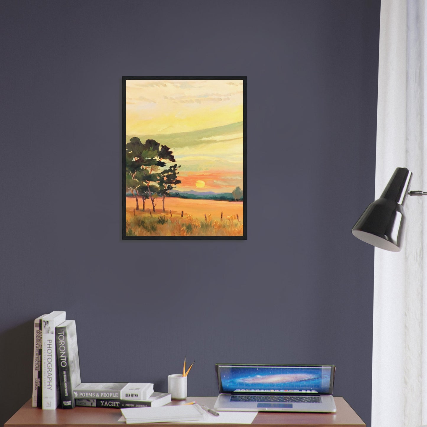 ‘Sunrise’ Landscape | 18x24 Wooden Framed Art Print | Original Artwork by American Artist Barbara Cleary