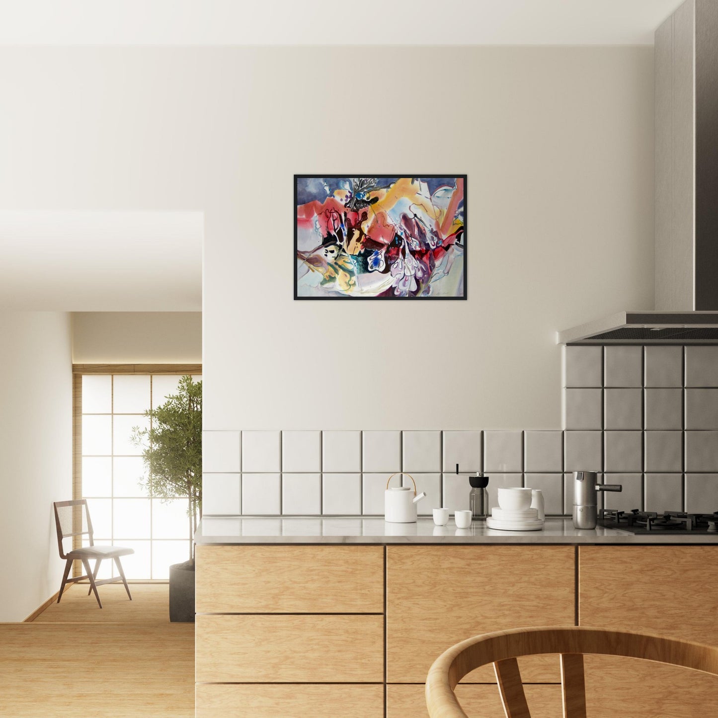 'Floral Fantasy' Abstract I 20x28 inch Wooden Framed Art Print I Original Artwork by American Artist Barbara Cleary