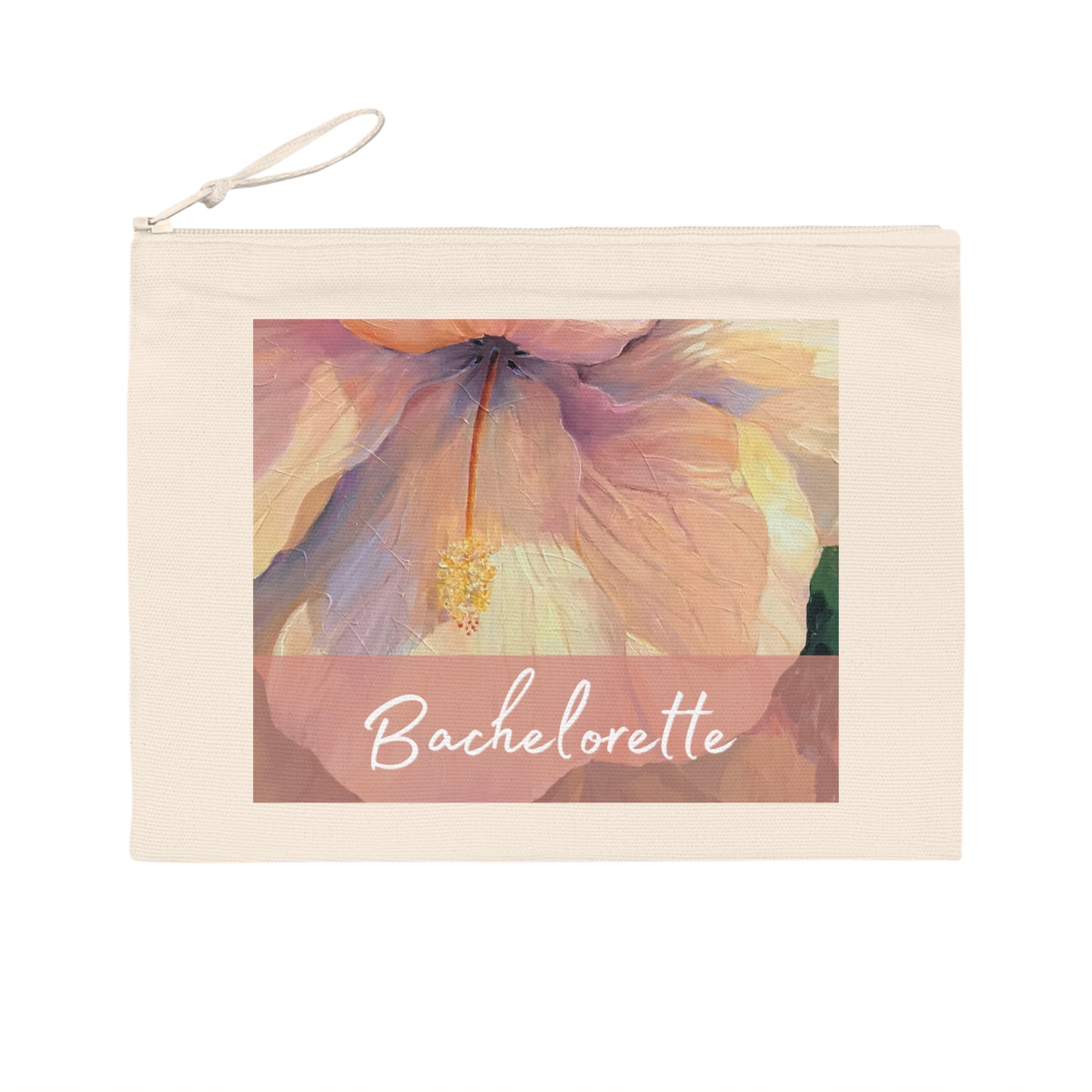 'Bachelorette' Eco-Friendly Pouch I Bridal Collection I with 'Hibiscus' Original Artwork by American Artist Barbara Cleary