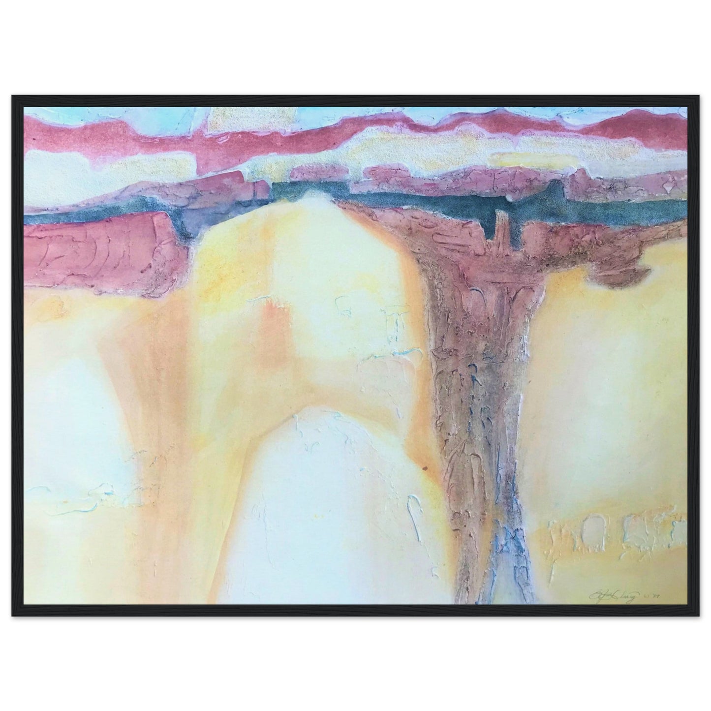'Southwest Mixed Media' Abstract I 24x32 inch Wooden Framed Art Print I Original Artwork by American Artist Barbara Cleary