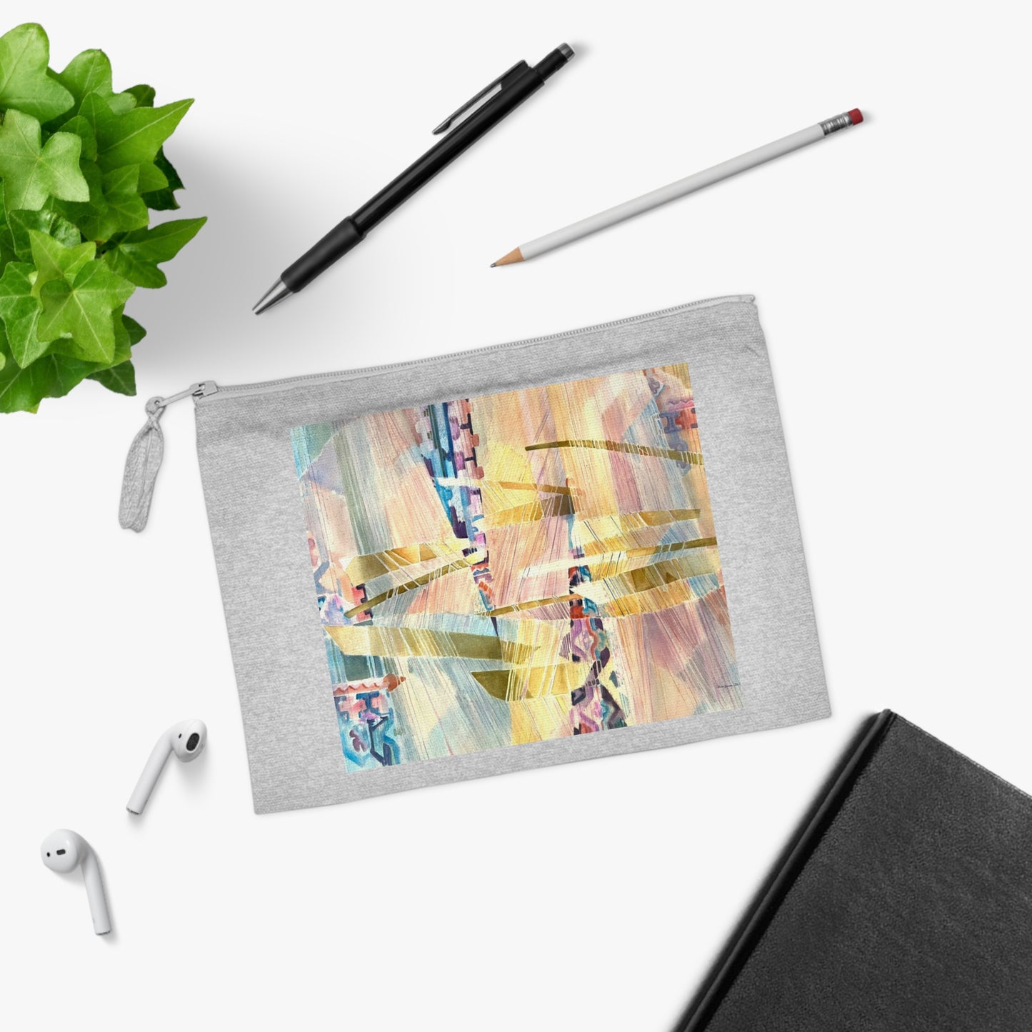 Eco-Friendly Pouch with 'Loom Series' Abstract I Original Artwork by American Artist Barbara Cleary