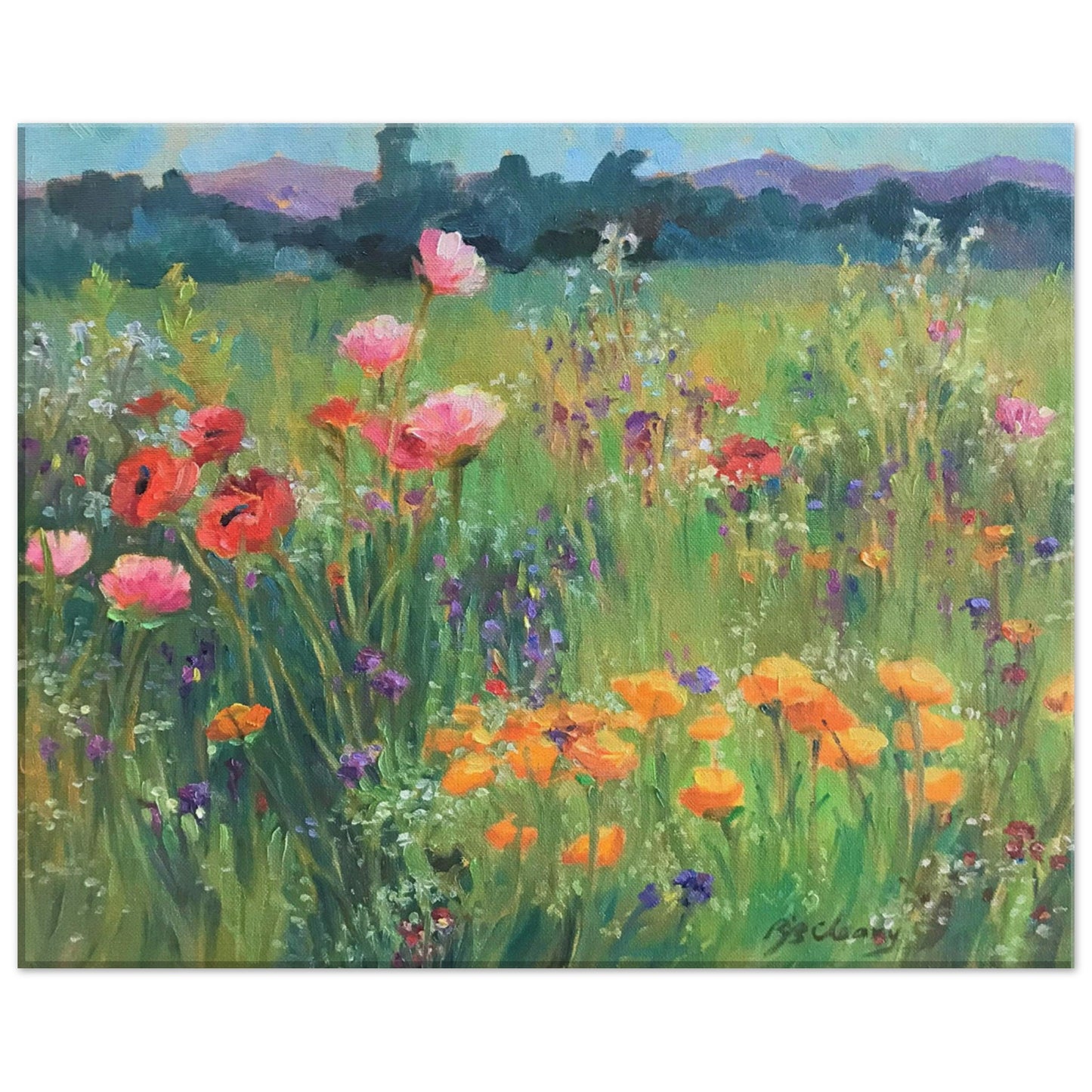 'Field of Poppies' Floral I 16x20 inch Art Print on Canvas I Original Artwork by American Artist Barbara Cleary
