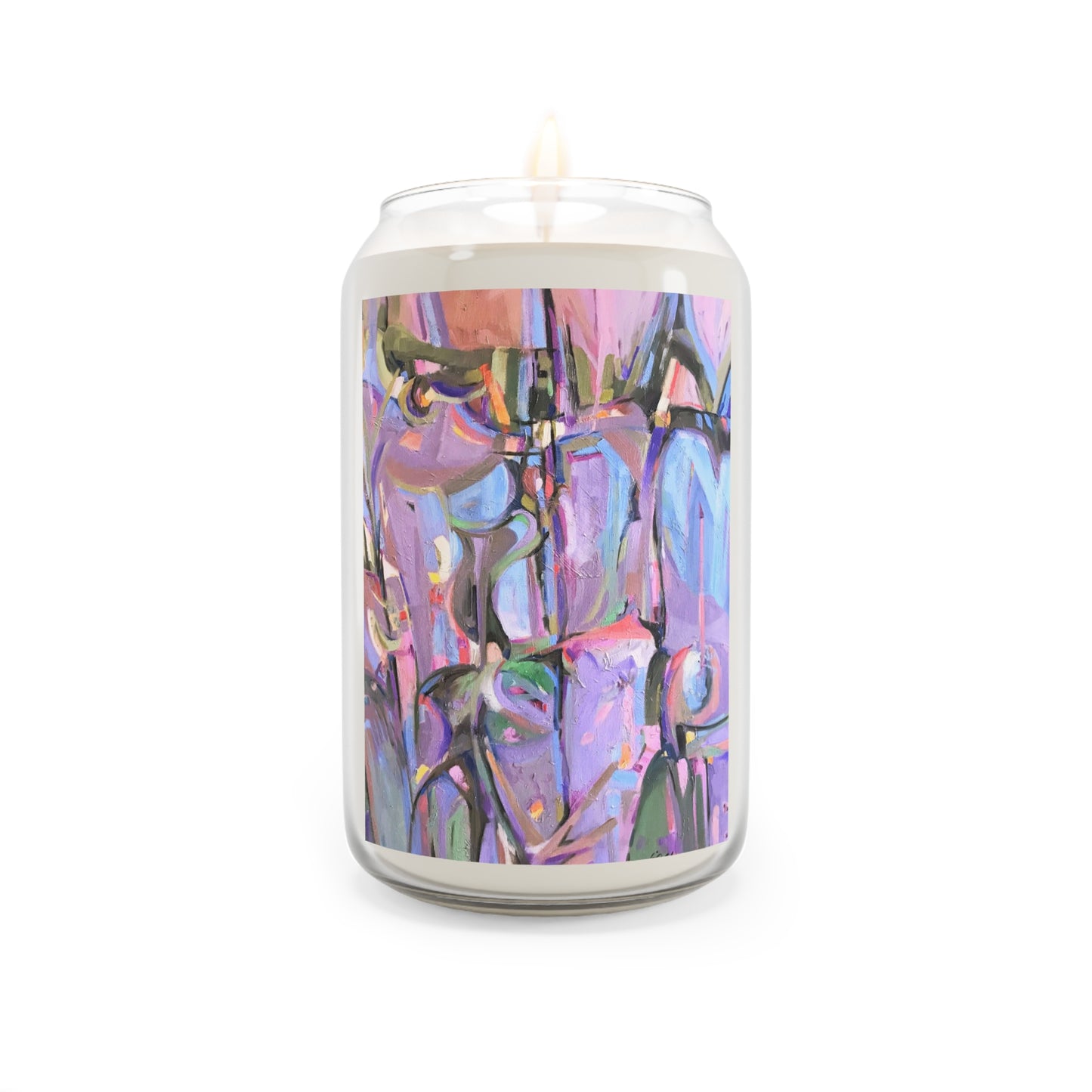 13.75oz Eco-Friendly Scented or Unscented Soy Wax Candle Jar with 'Passages' Abstract Artwork by American Artist Barbara Cleary