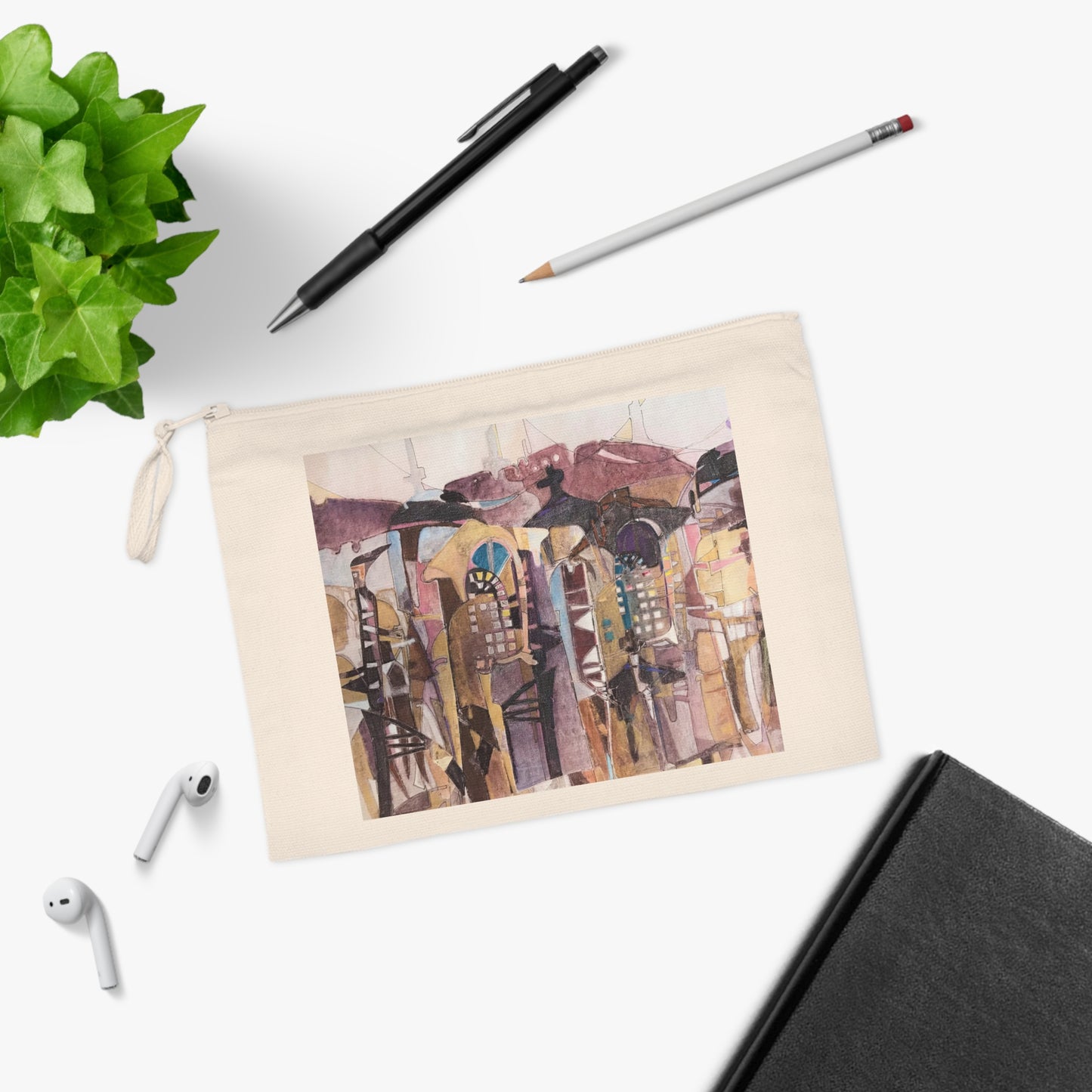 Eco-Friendly Pouch with 'San Francisco De Asis' I Original Artwork by American Artist Barbara Cleary