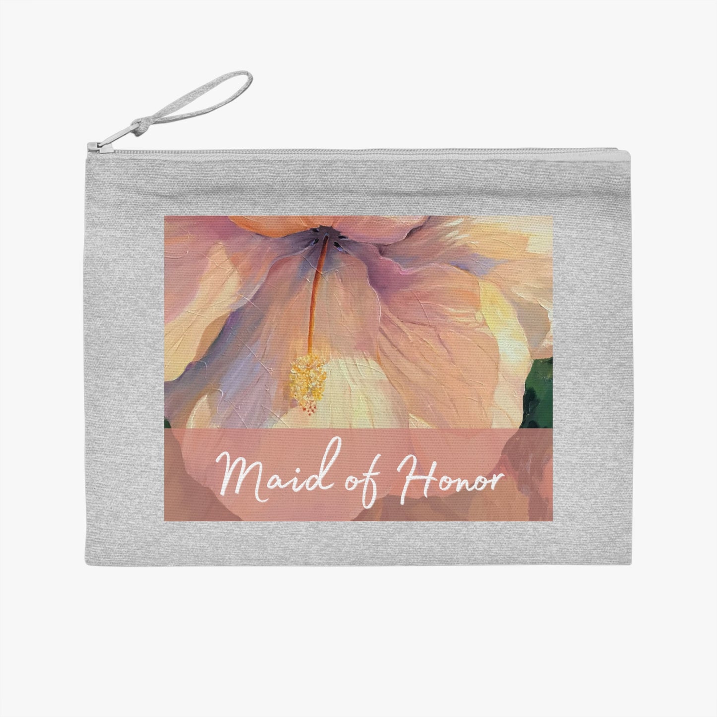 'Maid of Honor' Eco-Friendly Pouch I Bridal Collection I with 'Hibiscus' Original Artwork by American Artist Barbara Cleary