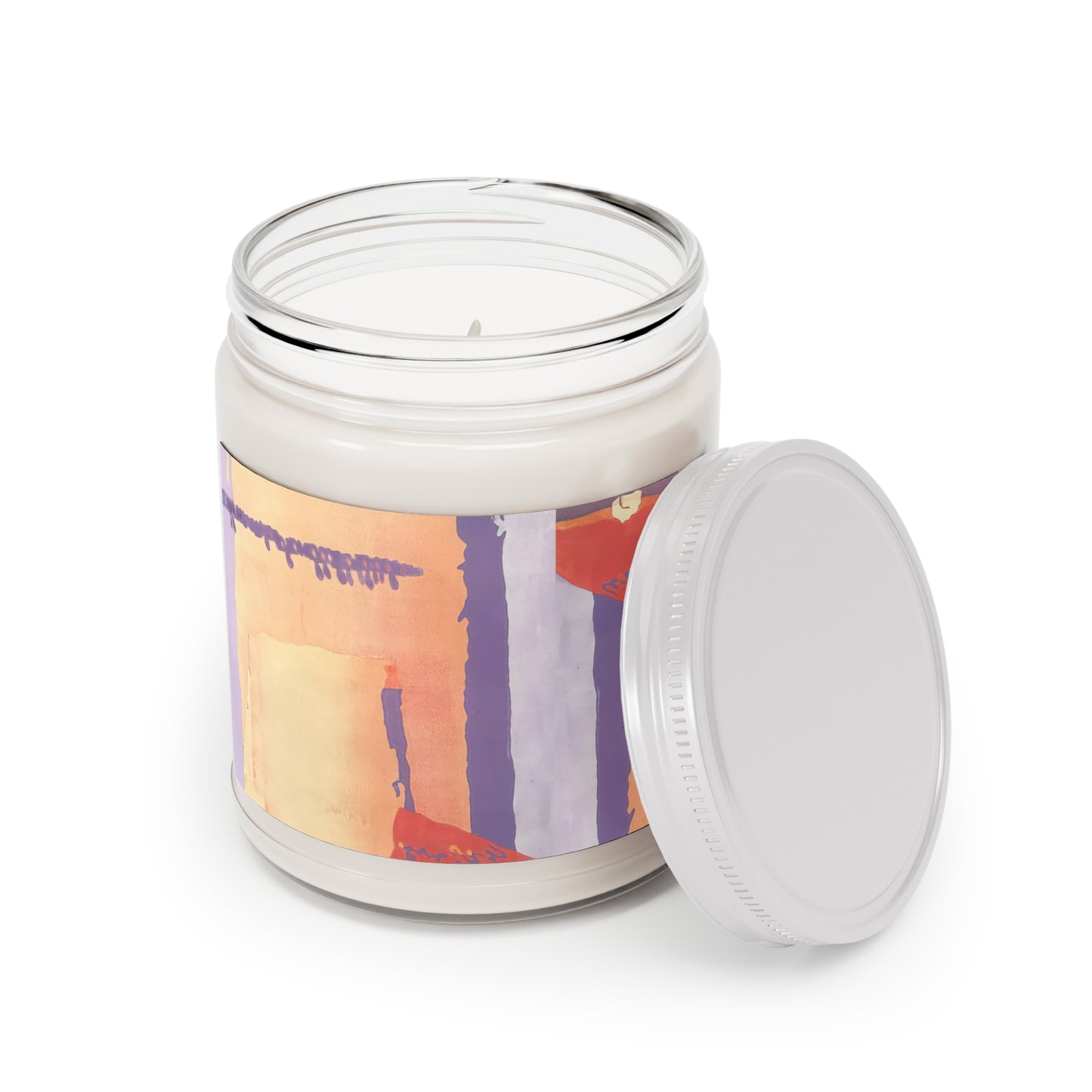 9oz Eco-Friendly Scented or Unscented Soy Wax Candle Jar with 'Spirit of the Southwest' Abstract Artwork by American Artist Barbara Cleary