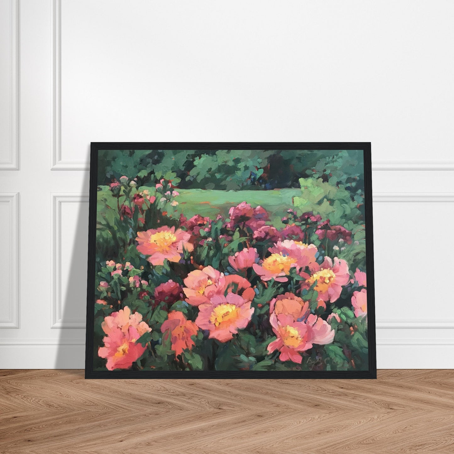 'Pink Princess' Floral | 16x20 inch Wooden Framed Art Print | Original Artwork by American Artist Barbara Cleary