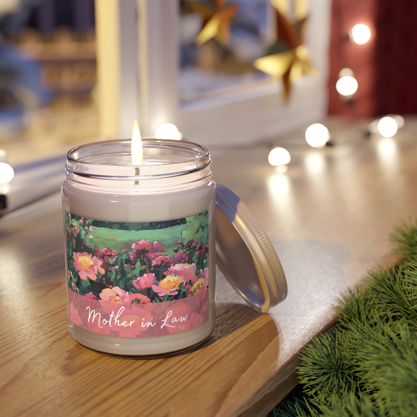'Mother in Law' 9oz Eco-Friendly Soy Wax Candle Jar I Bridal Collection with 'Pink Princess' Artwork by American Artist Barbara Cleary