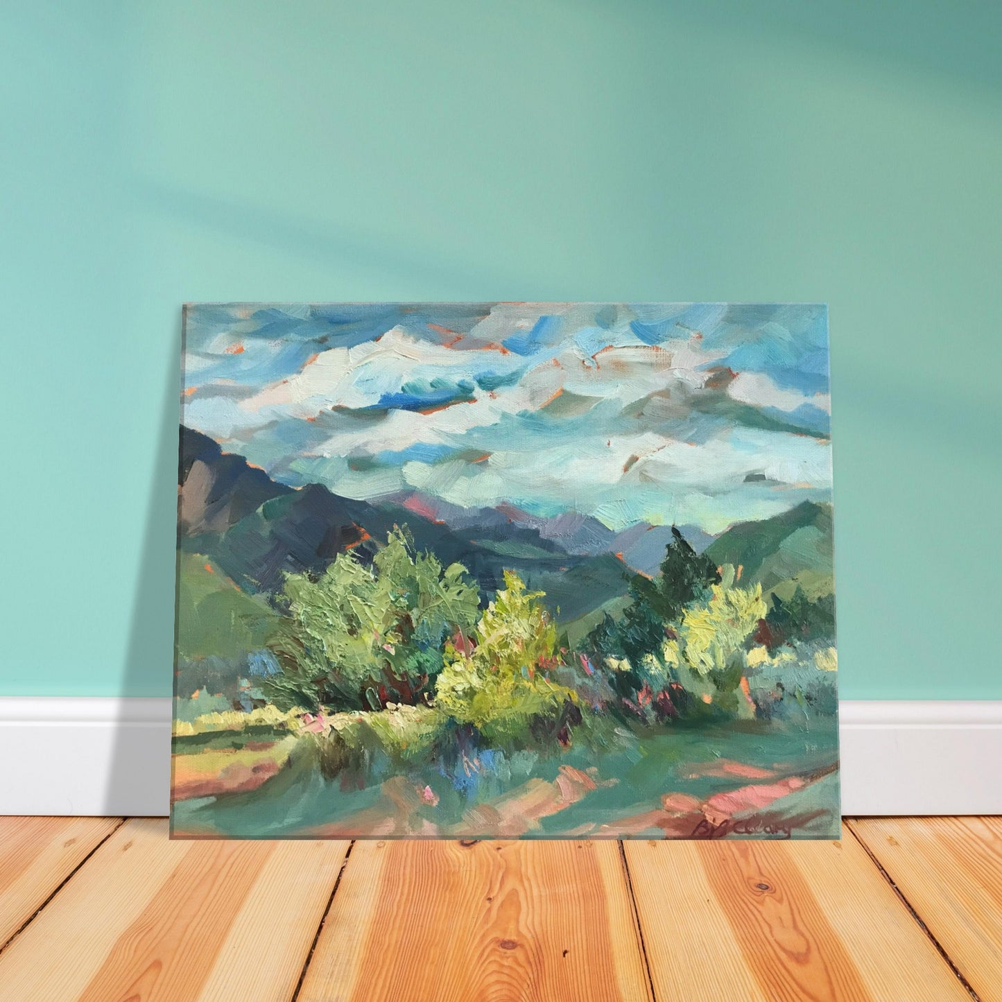 'Pueblo Lands Plein Air' Southwestern Landscape I 16x20 inch Art Print on Canvas I Original Artwork by American Artist Barbara Cleary