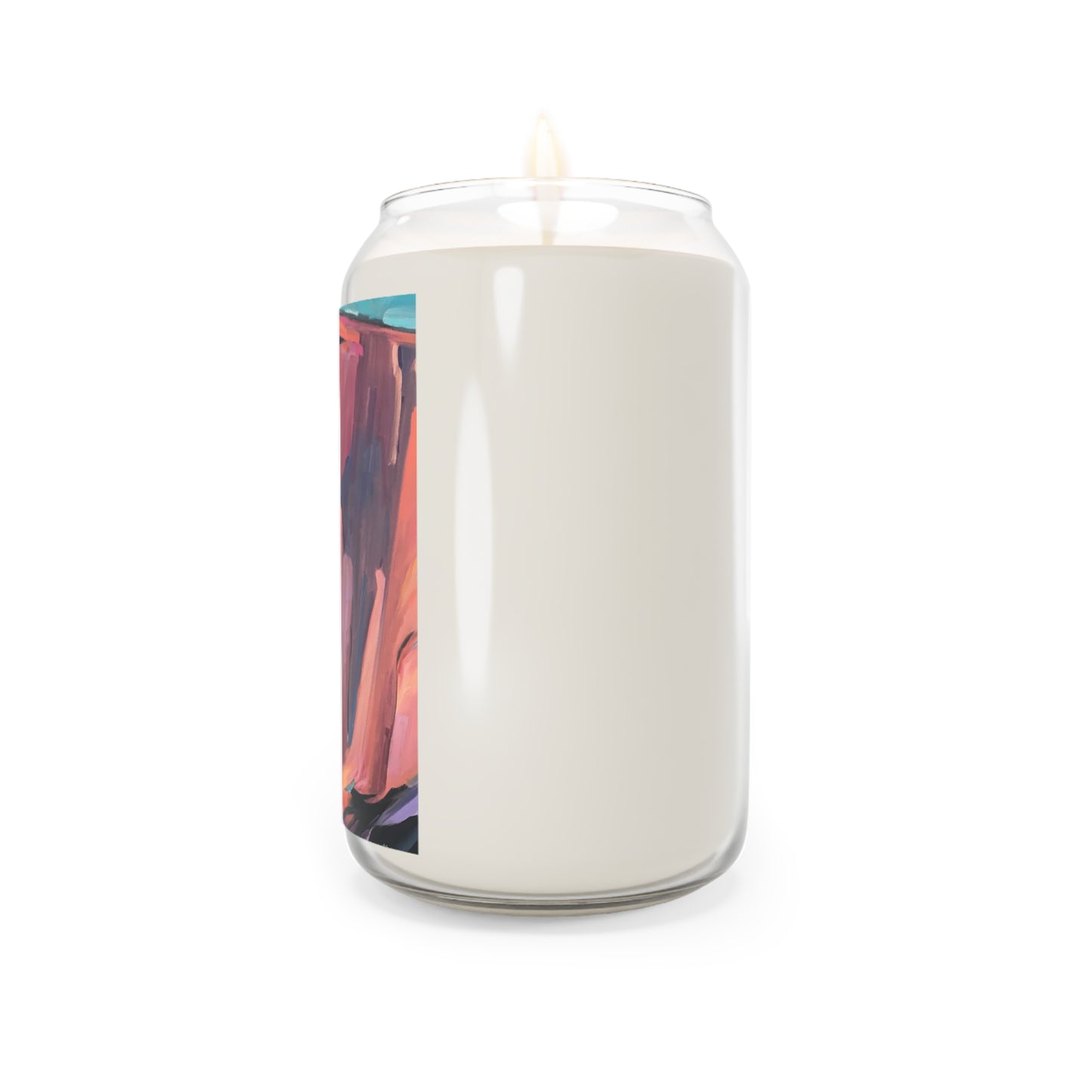 13.75oz Eco-Friendly Scented or Unscented Soy Wax Candle Jar with 'Colorscape' Abstract Artwork by American Artist Barbara Cleary