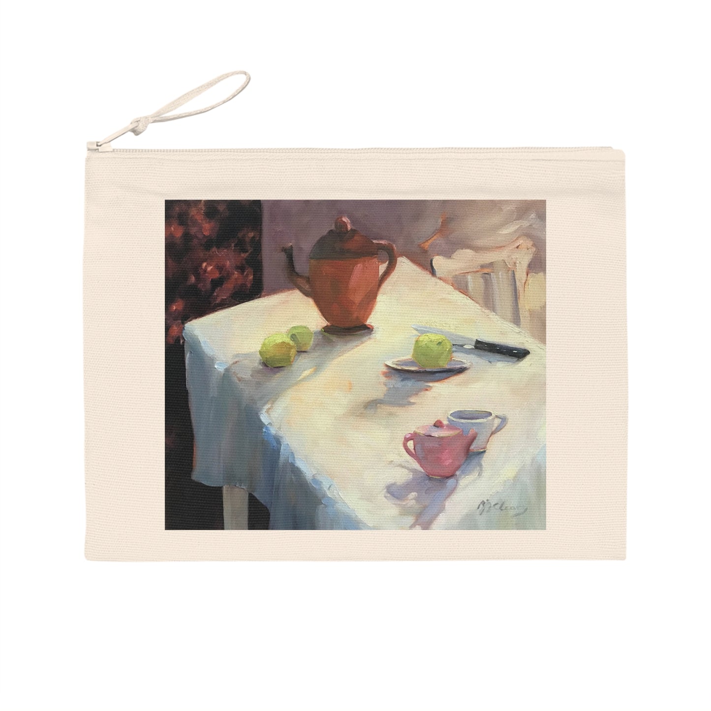 Eco-Friendly Pouch with 'Teapot' I Original Artwork by American Artist Barbara Cleary