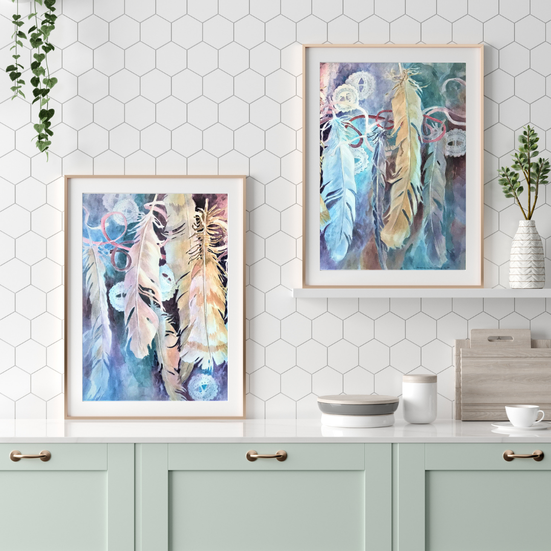 'Conchos' Watercolor I 12x18 Art Print Wooden Framed I Artwork by American Artist Barbara Cleary