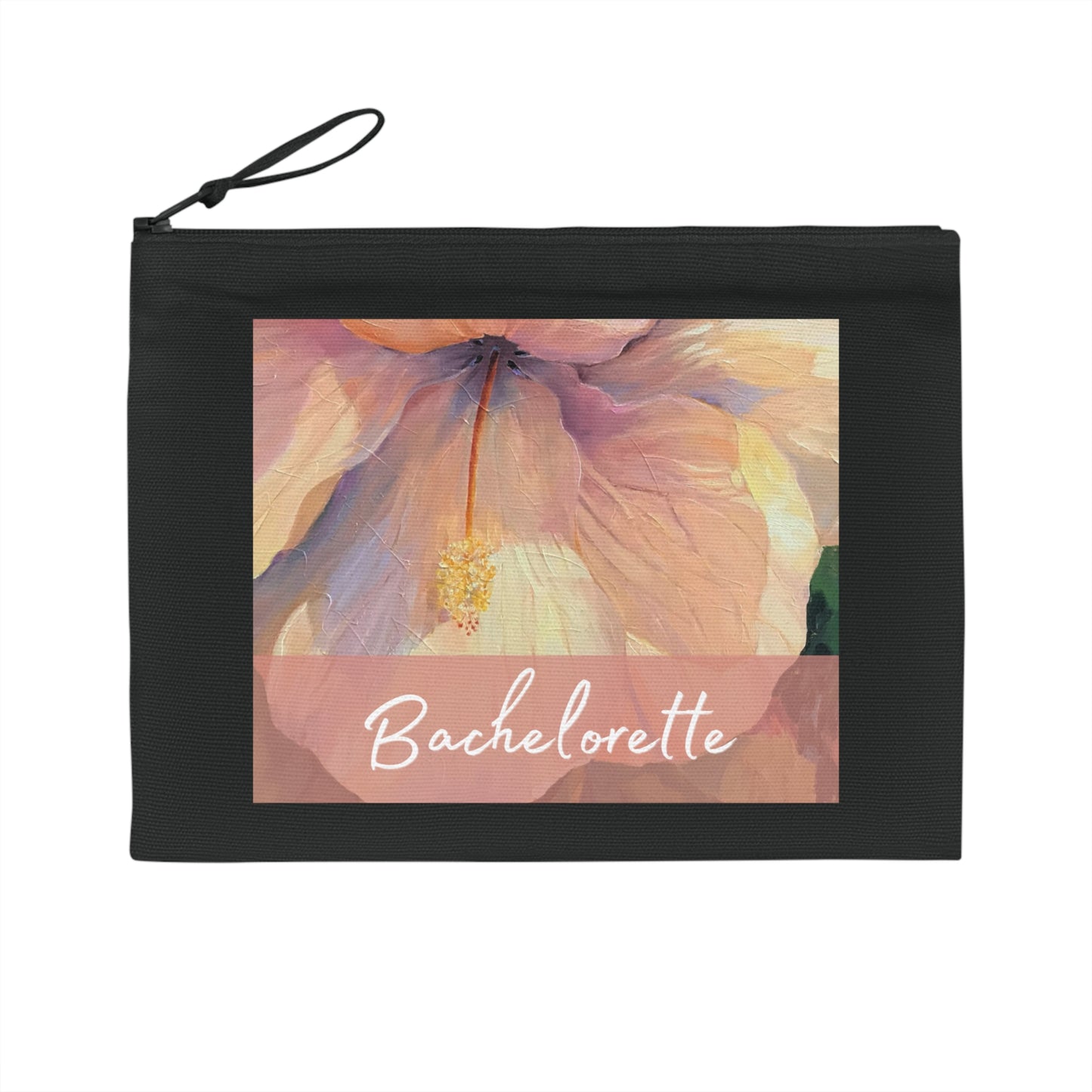 'Bachelorette' Eco-Friendly Pouch I Bridal Collection I with 'Hibiscus' Original Artwork by American Artist Barbara Cleary
